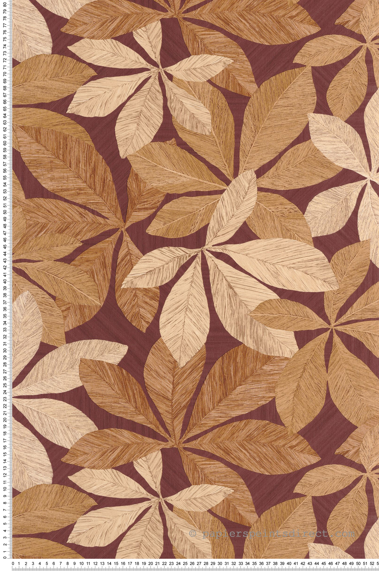 Papier peint Feuillage Lignaria bordeaux - Woodline de Casélio | Réf. WOD106838078