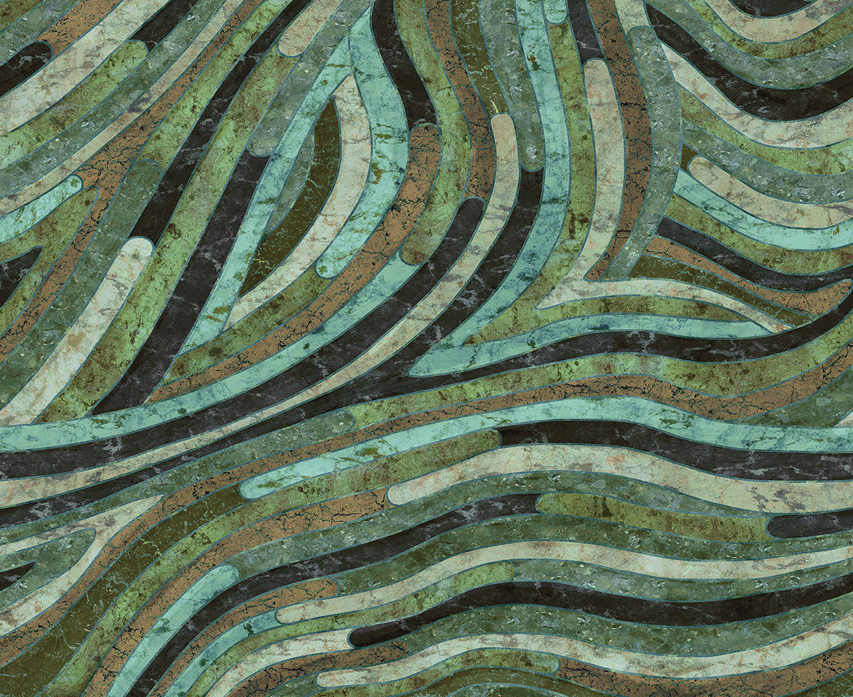 Papier peint panoramique Marbre Serpentine vert - A, B et C H260 - Rock de Masureel | Réf. MAS-DGROC202X-260