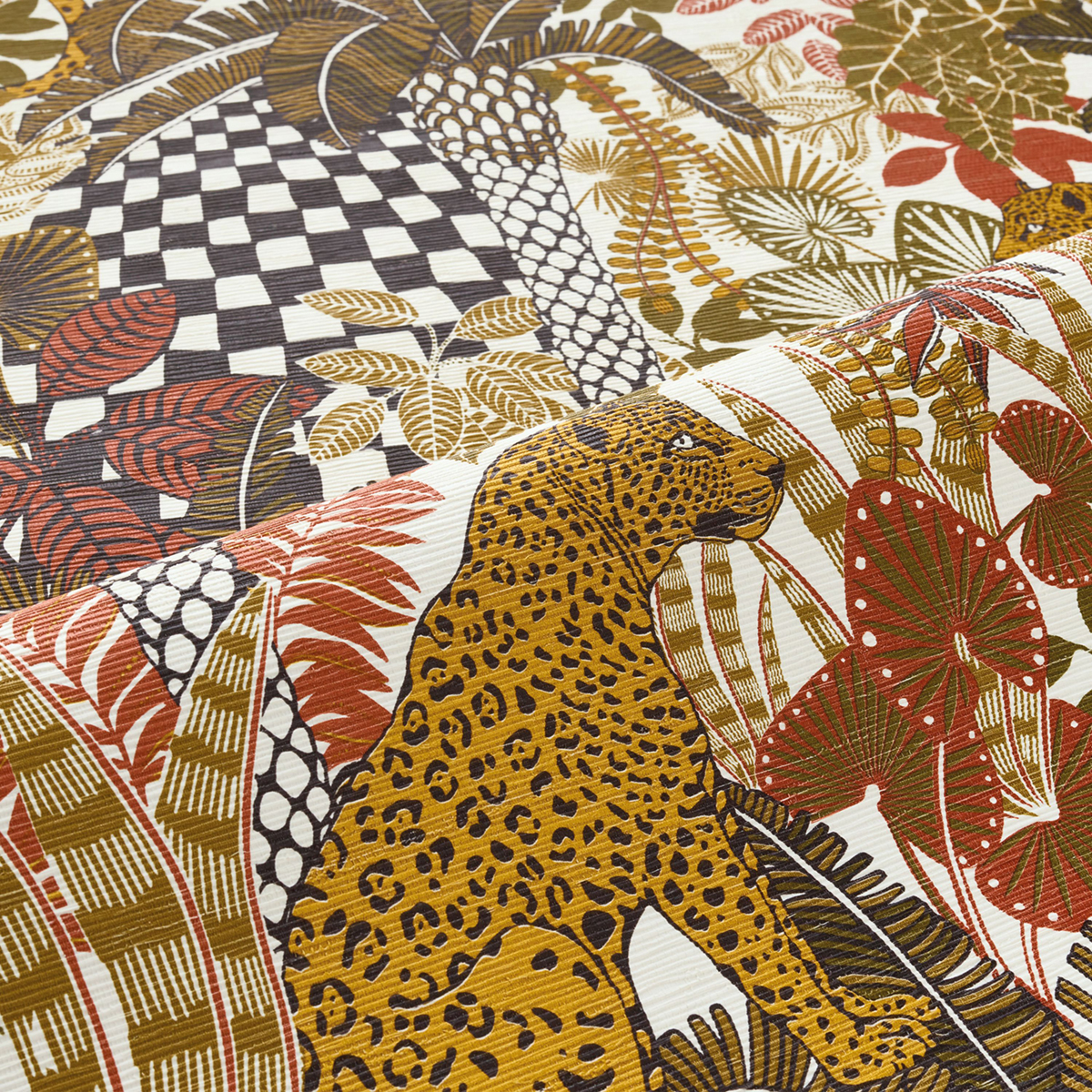 Papier peint Jungle Belize kaki terracotta - Aventura de Casamance AMBV | Réf. CAS-75500100