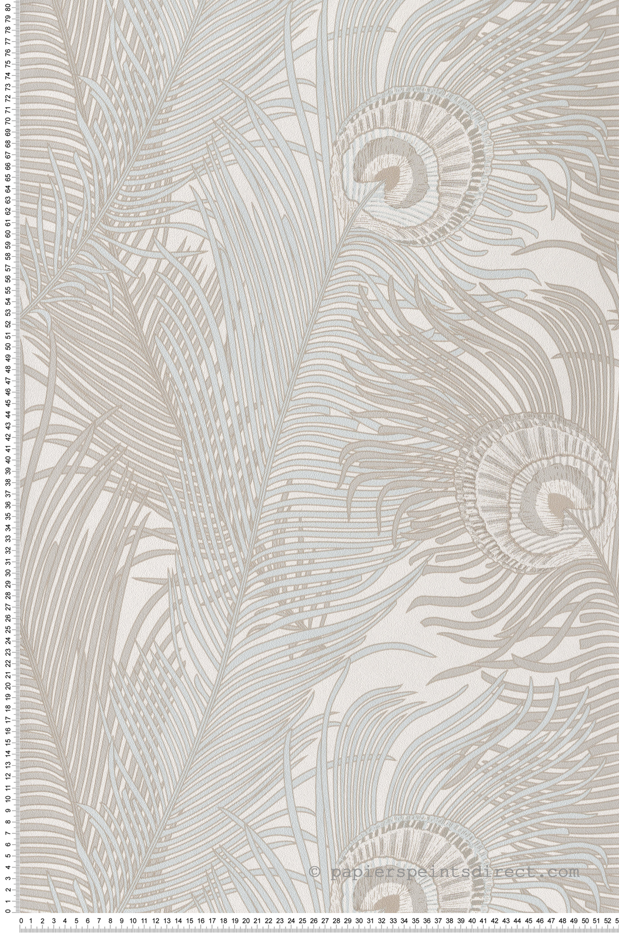 Papier peint Plume de Paon beige bleu - Shamal de Montecolino | Réf. MC-NHW1044