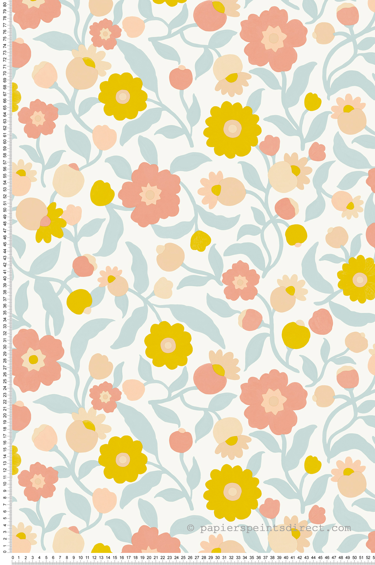 Papier peint Fleur Graphique Capucine bleu - Happy Kids Club de Casélio | Réf. HKC107630212