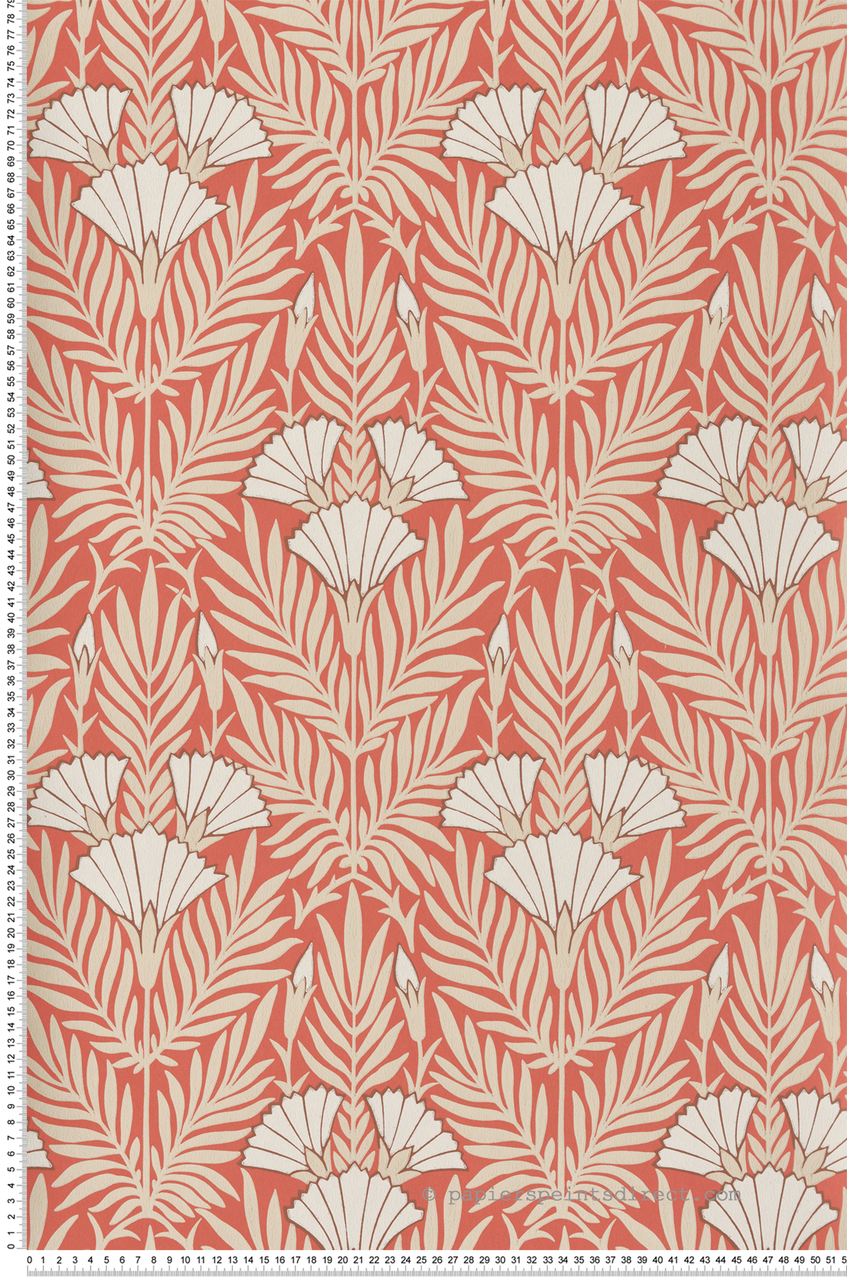 Papier peint Floral Fanfare Art Déco corail beige - V&A Decorative Papers d'Initiales | Réf. INI-31117102