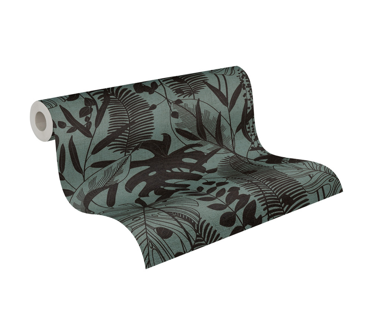 Papier peint Nature Palm Leaves vert canard - Cuba 2 d'A.S. Création AMB2 | Réf. AS-791644