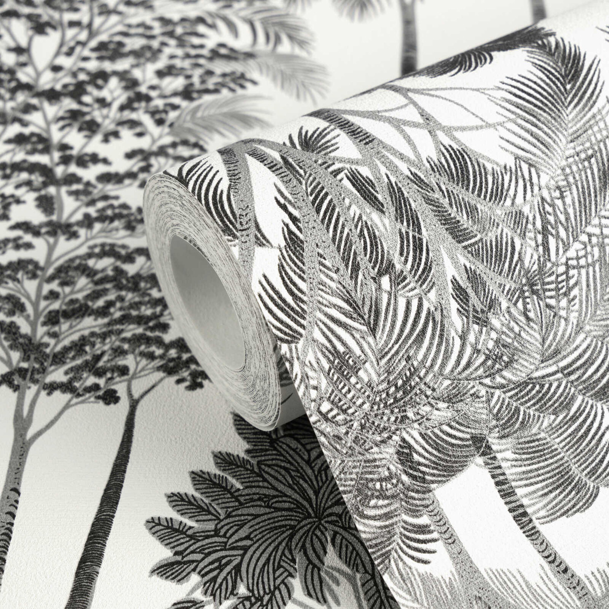 Papier peint Palmeraie Arbre Jungle noir et blanc - Cuba 2 d'A.S. Création ROLL | Réf. AS-791625
