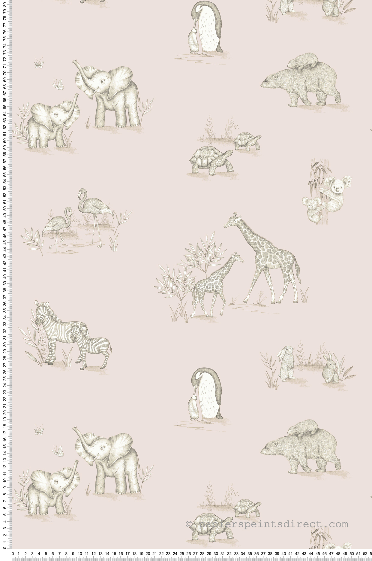 Papier peint Animaux Éléphant Safari rose - Imagine de Lutèce | Réf. LTC-DL27552