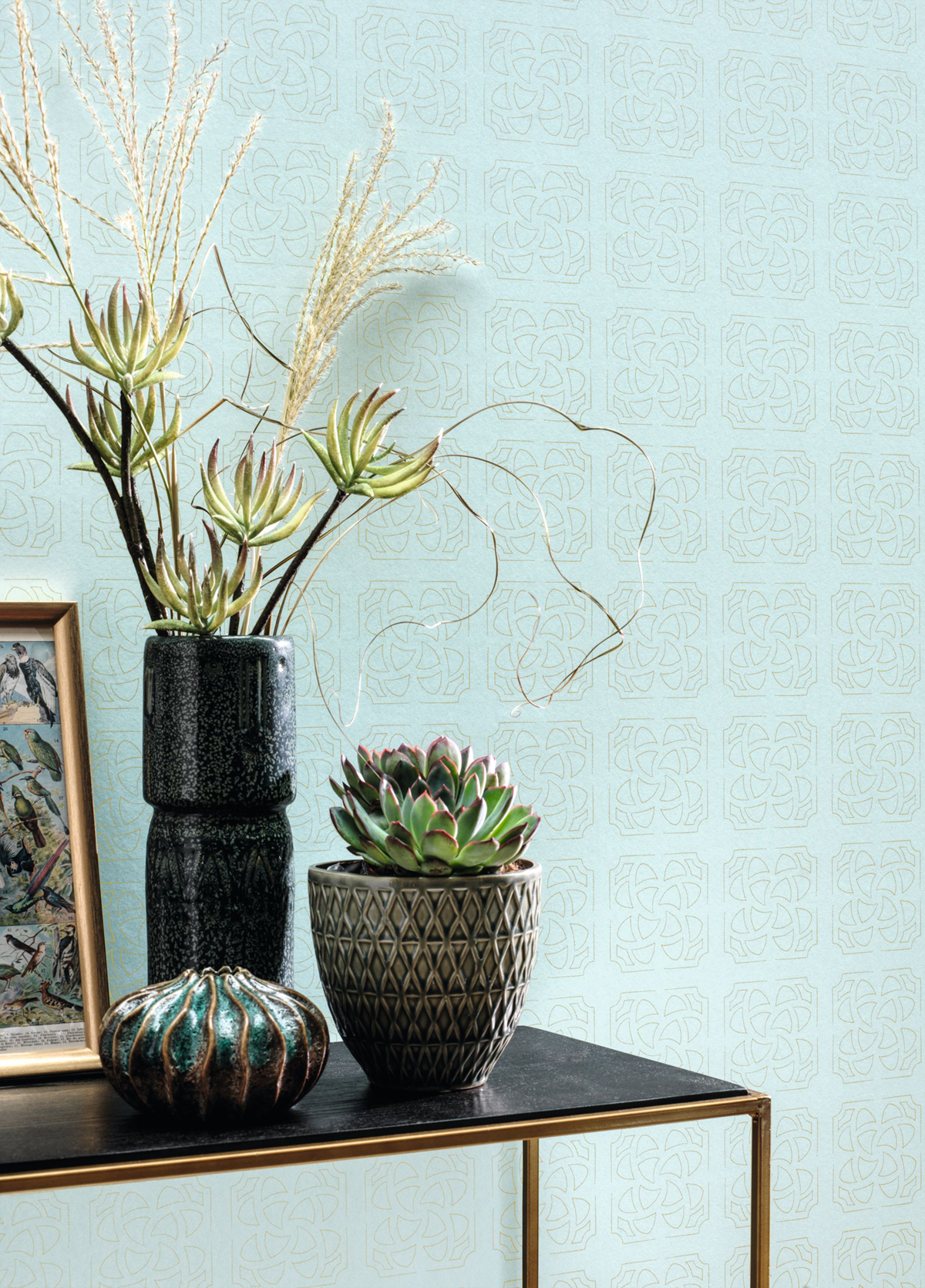 Papier peint Mosaïque Hortus bleu ciel - Botanica de Casadéco | Réf. BOTA85936139