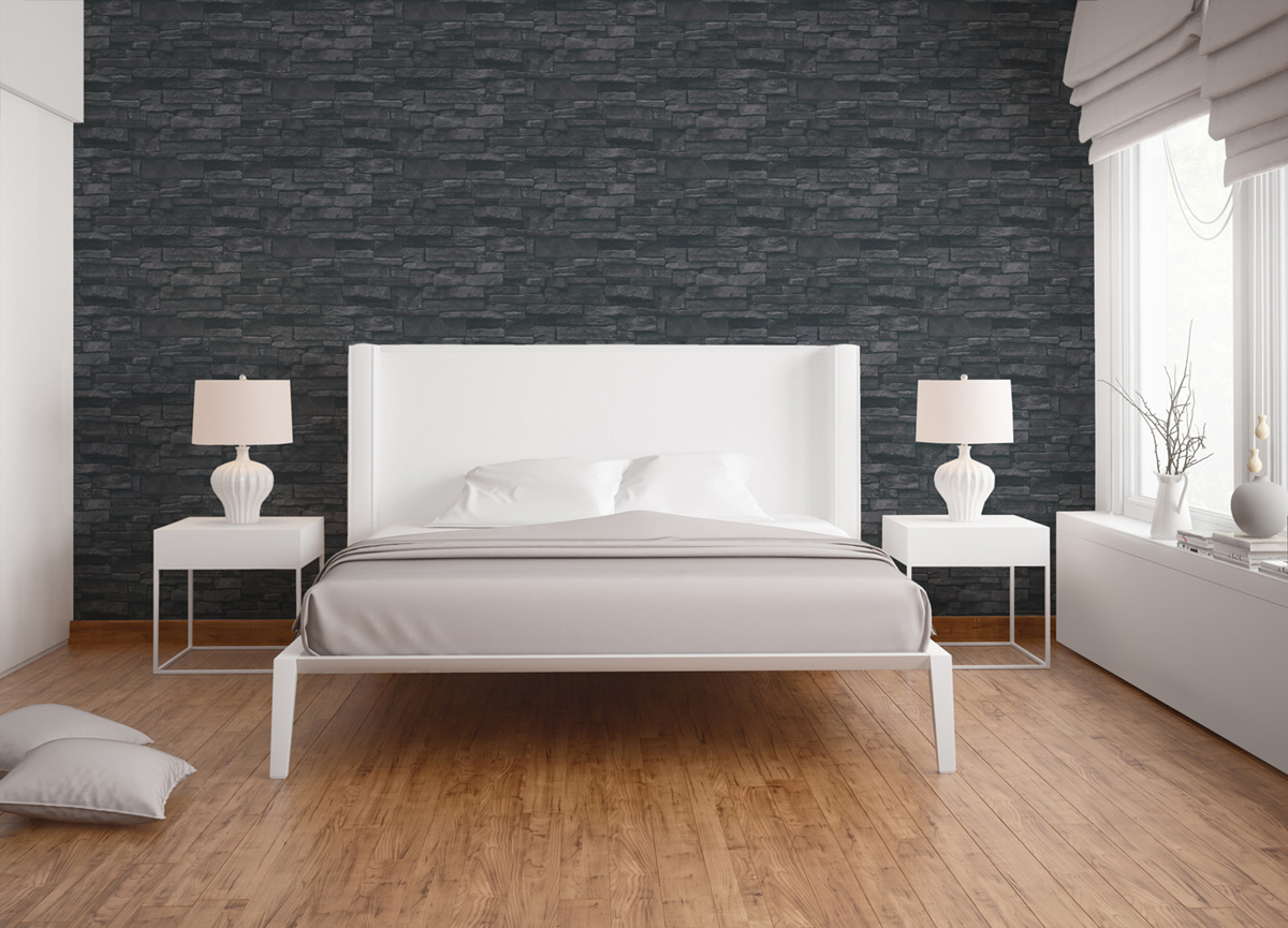 Papier peint Mur de Pierre Plate noir - Elements 2 d'A.S. Création | Réf. AS-388134