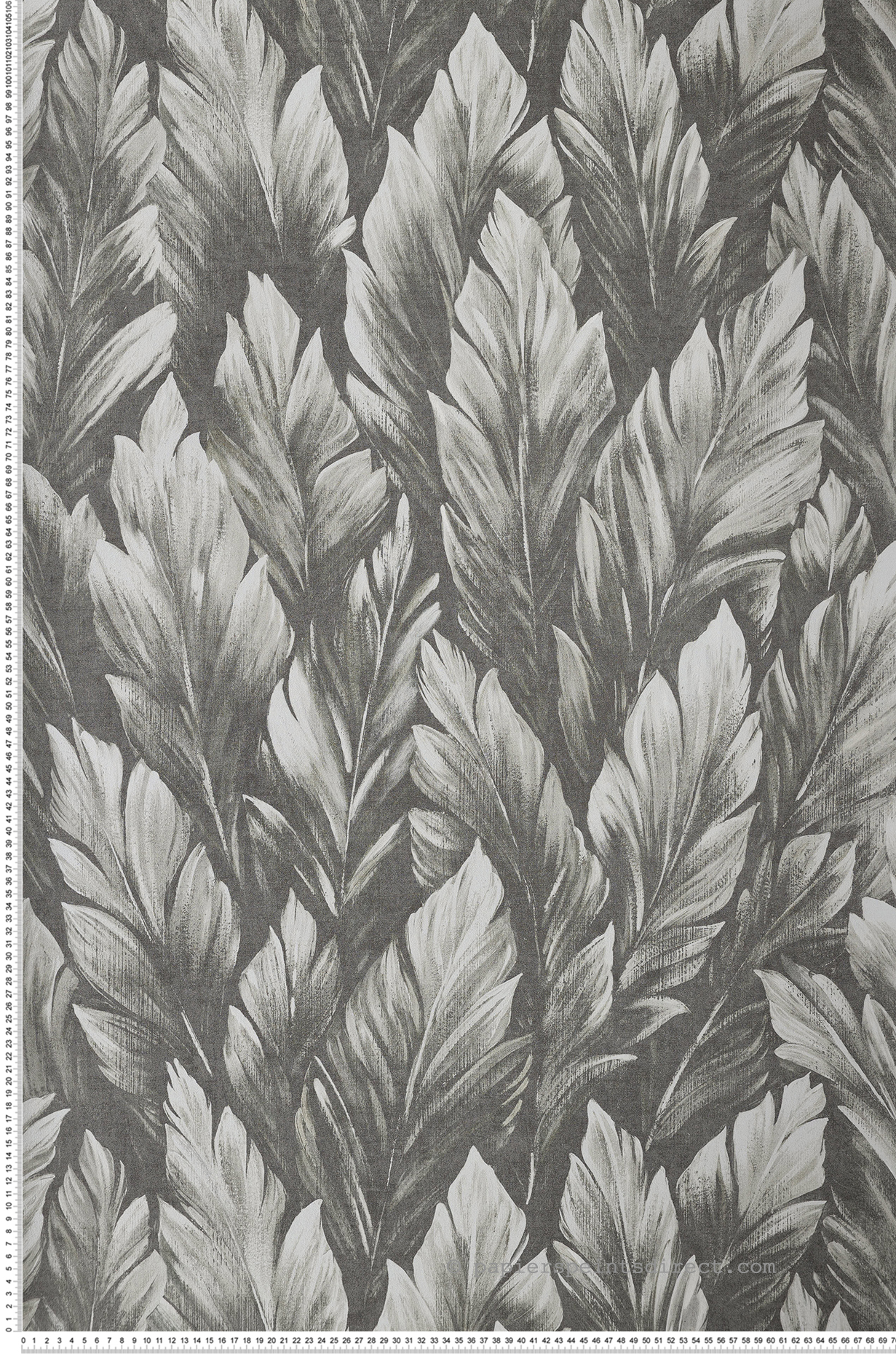 Papier peint Feuille de Bananier Samod gris foncé - Moorea de Montecolino | Réf. MC-26710