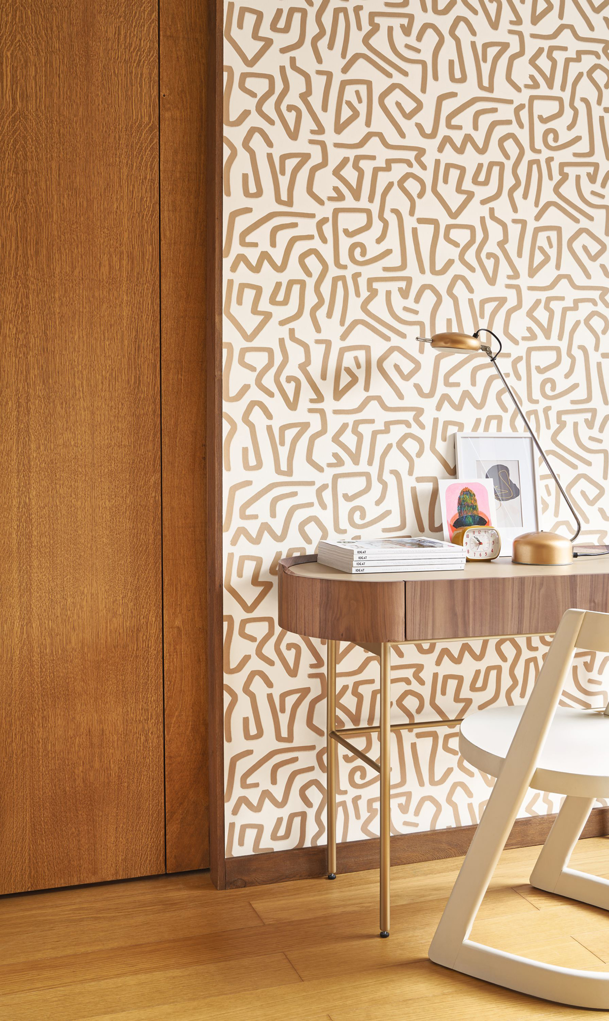 Papier peint Tracés Abstraits Symbol beige blanc - Milano Sixties de Casadéco | Réf. MISI89351313