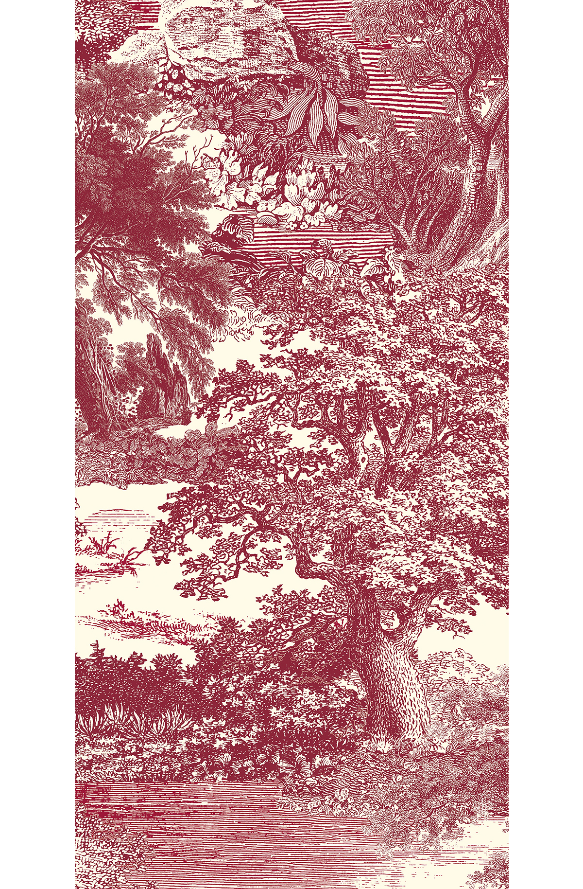 Papier peint panoramique Toile de Jouy Salcey rouge - C H260 - Amazone de Masureel | Réf. MAS-DGSAL1053-260