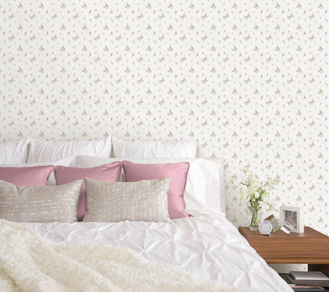 Papier peint fleurs Brindille rose/jaune - Miniatures de Lutèce | Réf. LTC-G67918