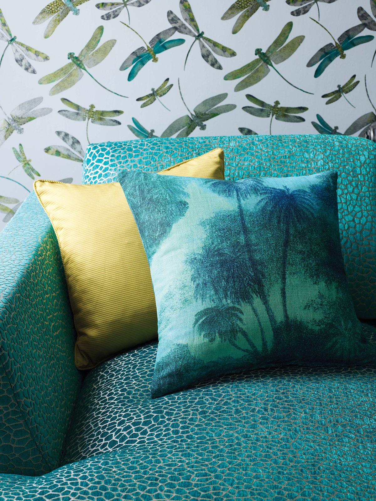 Papier peint Nature Libellule vert et argenté - The Wallpaper Collection de Matthew Williamson | AMB Réf. OSB-W6650-01