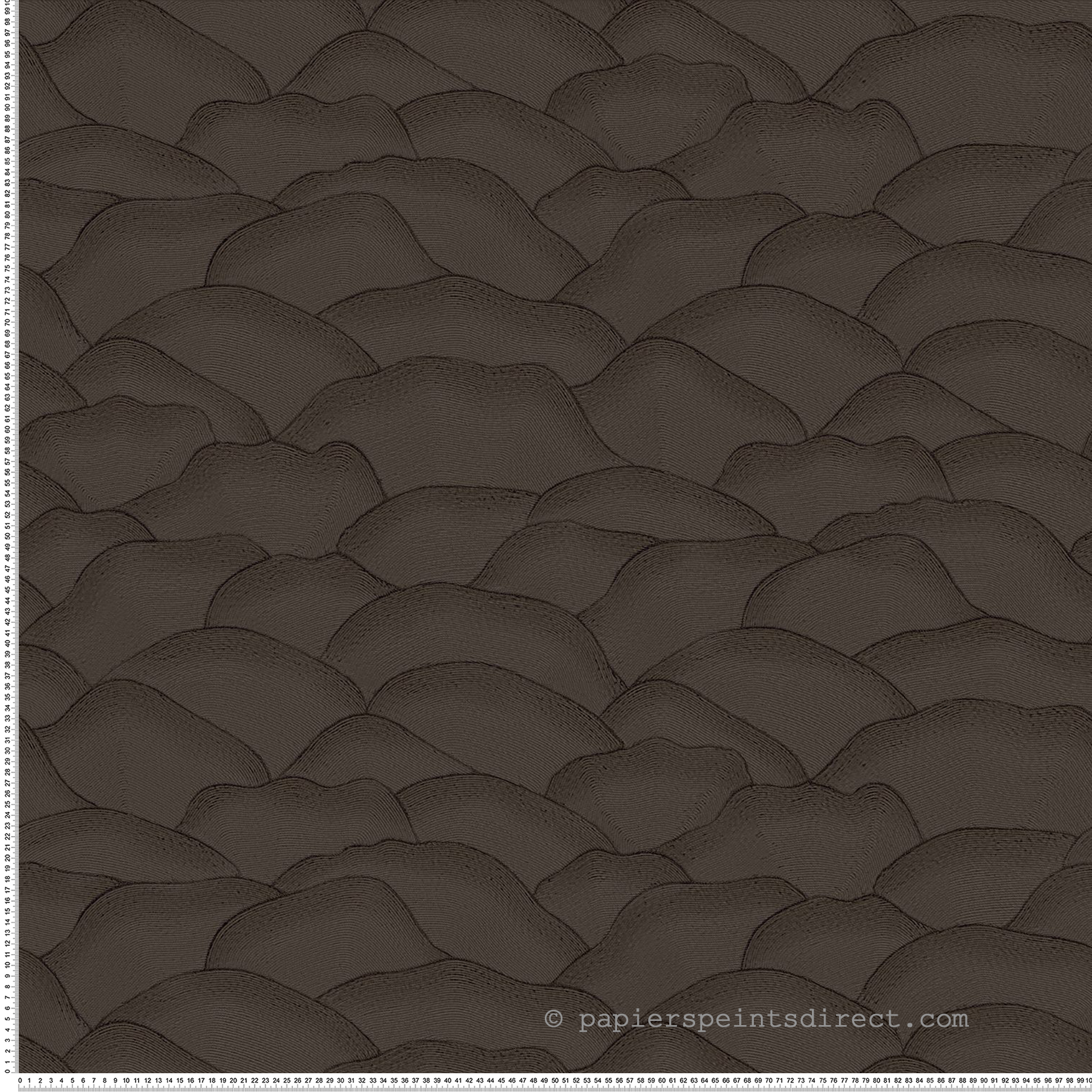 Papier peint Vagues Douces Ondula brun ébène - Broderies de Casamance | Réf. CAS-76971732