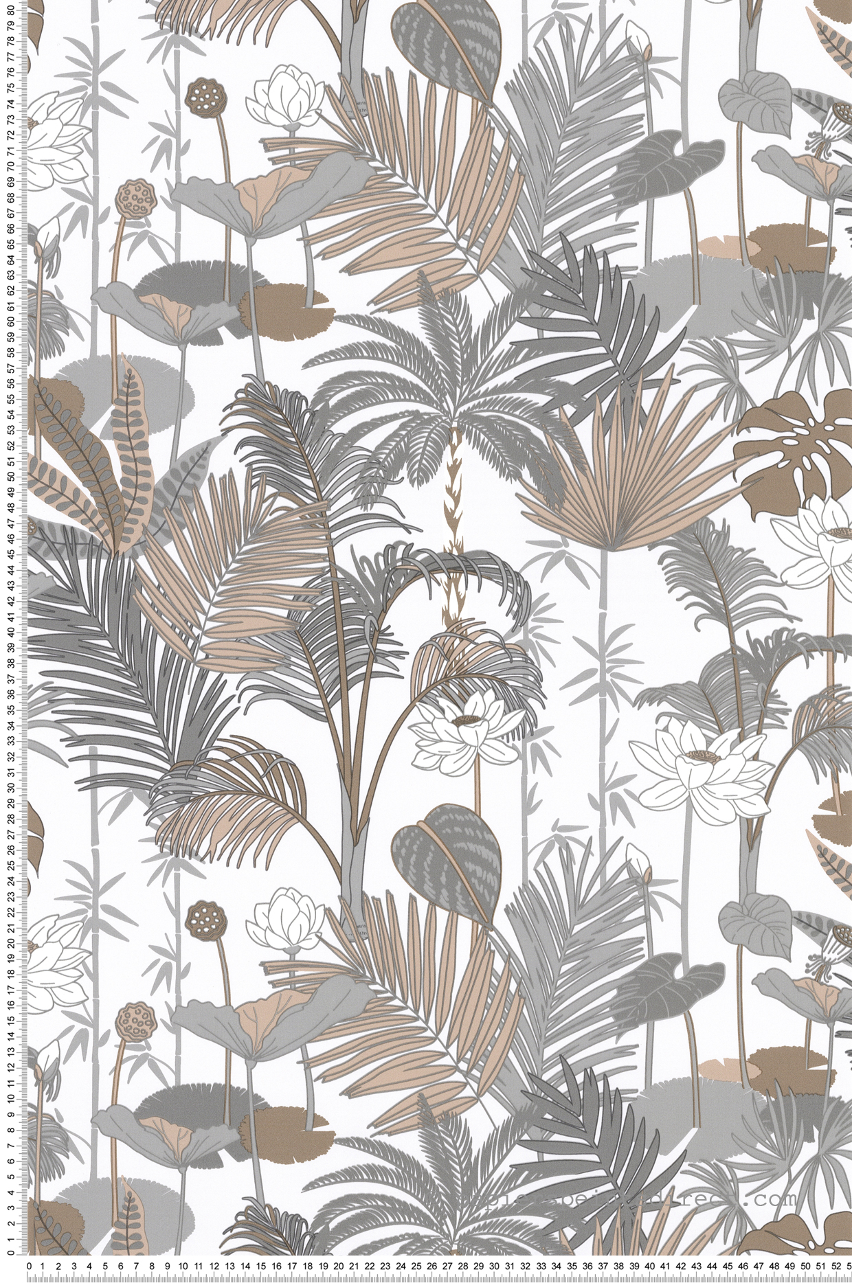 Papier peint Jungle Echappée Belle gris beige - Jardin d'Eden de Lutèce | Réf. LTC-51251109