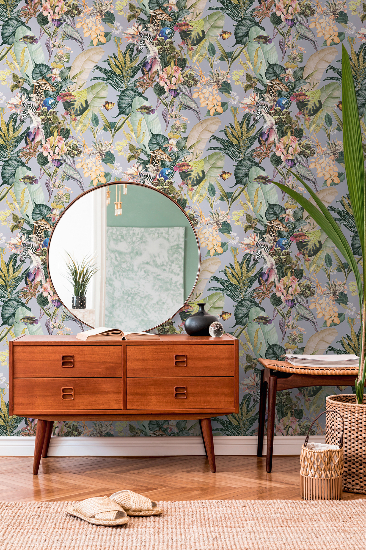 Papier peint Tropical et Animaux gris - Dream Flowery de Architects Paper | AMB Réf. 38176-2