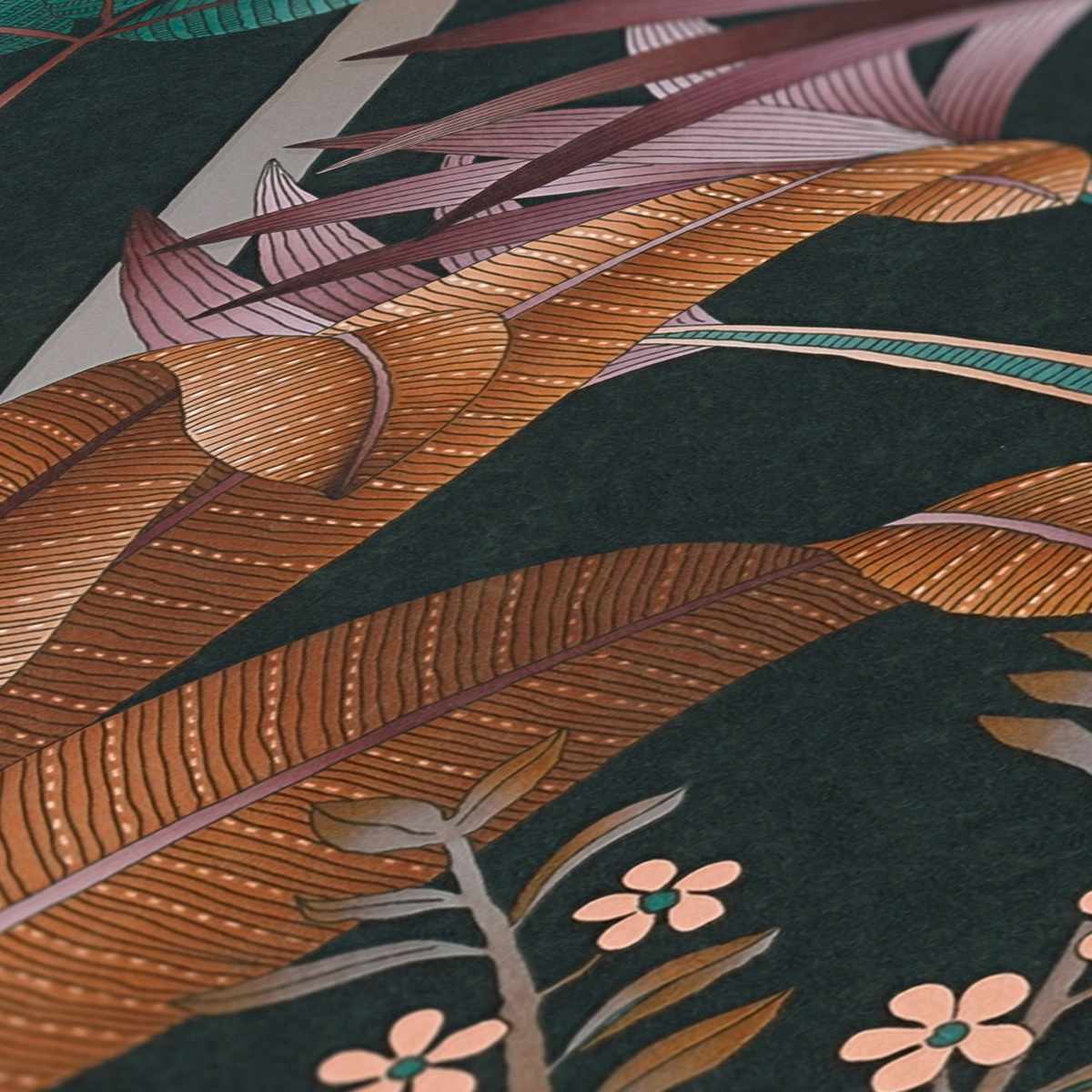 Papier peint Jungle Tropicale marron violet - Arcade d'Architects Paper AMB5 | Réf. 39172-1