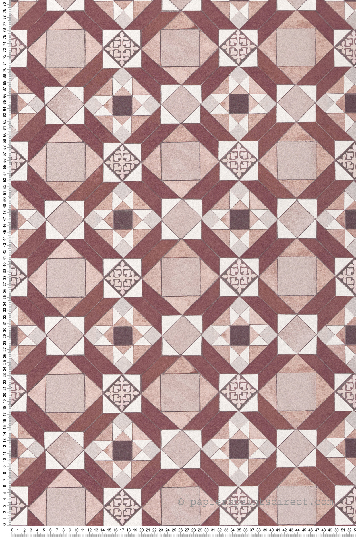 Papier peint Faïence Cabochon rose grenat - Cuisines & Bains de Lutèce | Réf. LTC-51230310