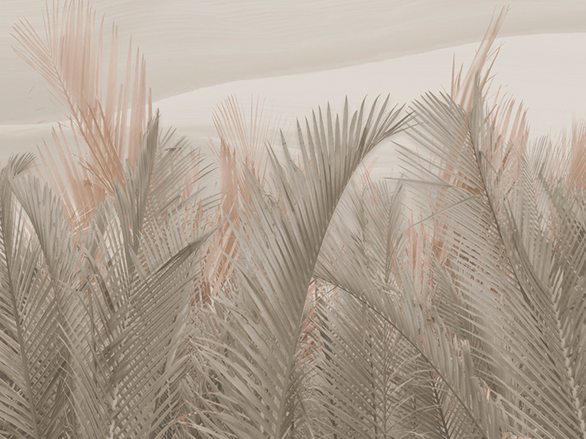 Papier peint panoramique Palmes Feuilles gris - Architexture de Montecolino | Réf. MC-AH079