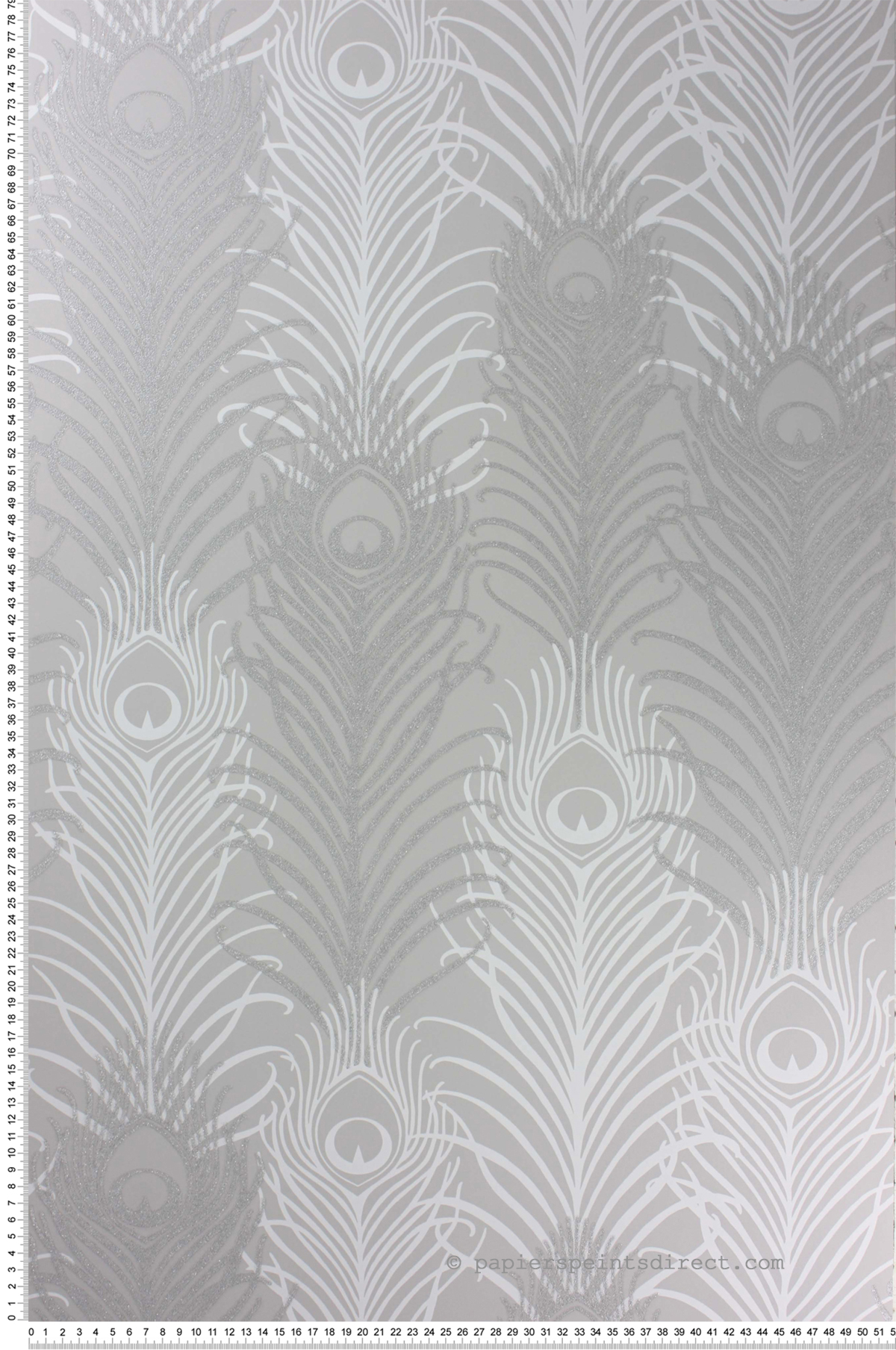 Papier peint Plume de Paon gris et argenté pailleté - The Wallpaper Collection de Matthew Williamson | Réf. OSB-W6541-04