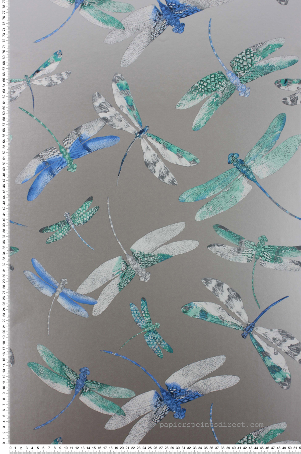 Papier peint Nature Libellule bleu, vert et argenté - The Wallpaper Collection de Matthew Williamson | Réf. OSB-W6650-02