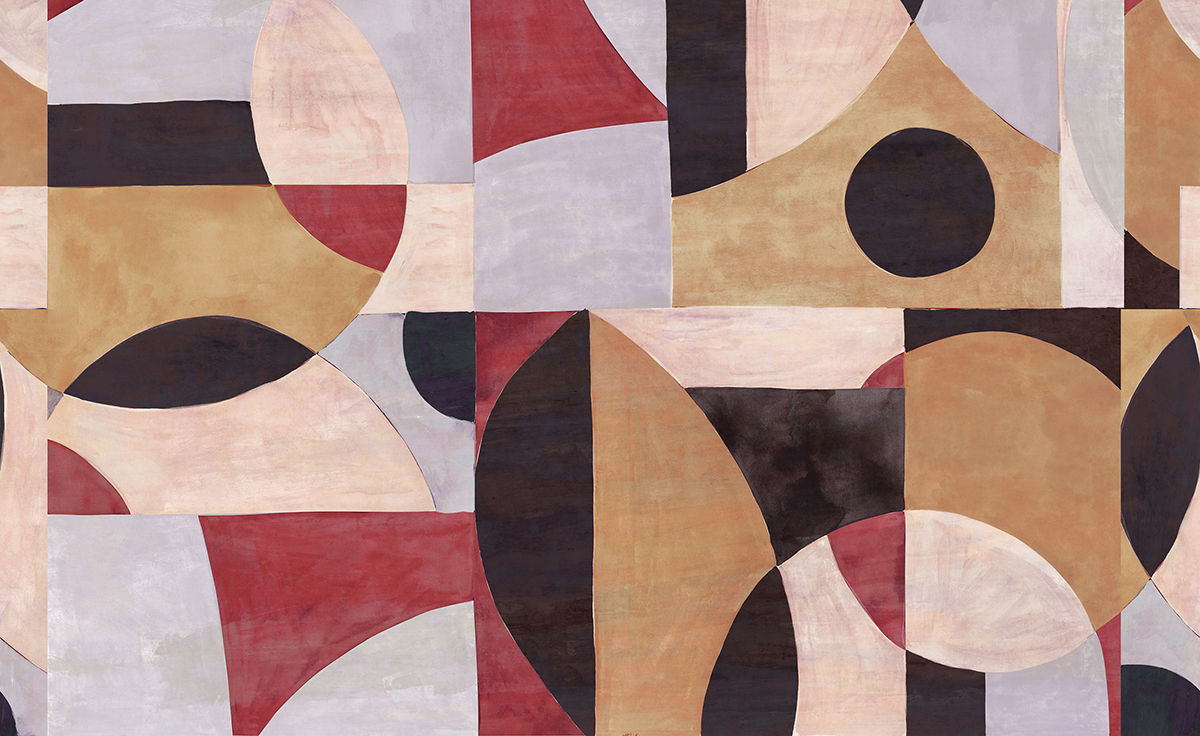 Papier peint panoramique Géométrique Patina bordeaux - A, B, C et D H260 - Wall Designs IV de Masureel | Réf. MAS-DG4ILA101X-260