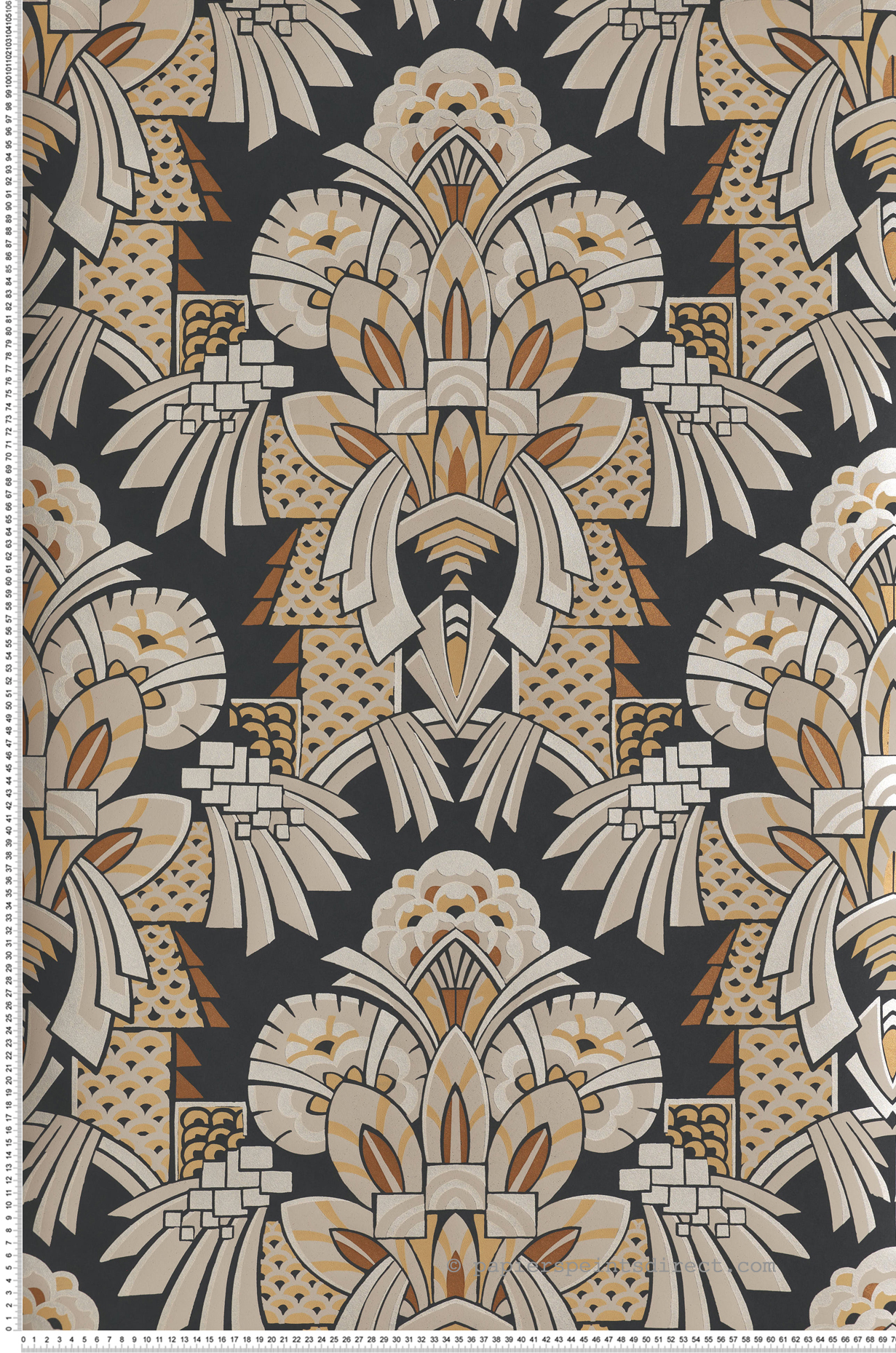 Papier peint Médaillon Baroque Dorothy beige métallisé - Folies de Masureel | Réf. MAS-FOL704