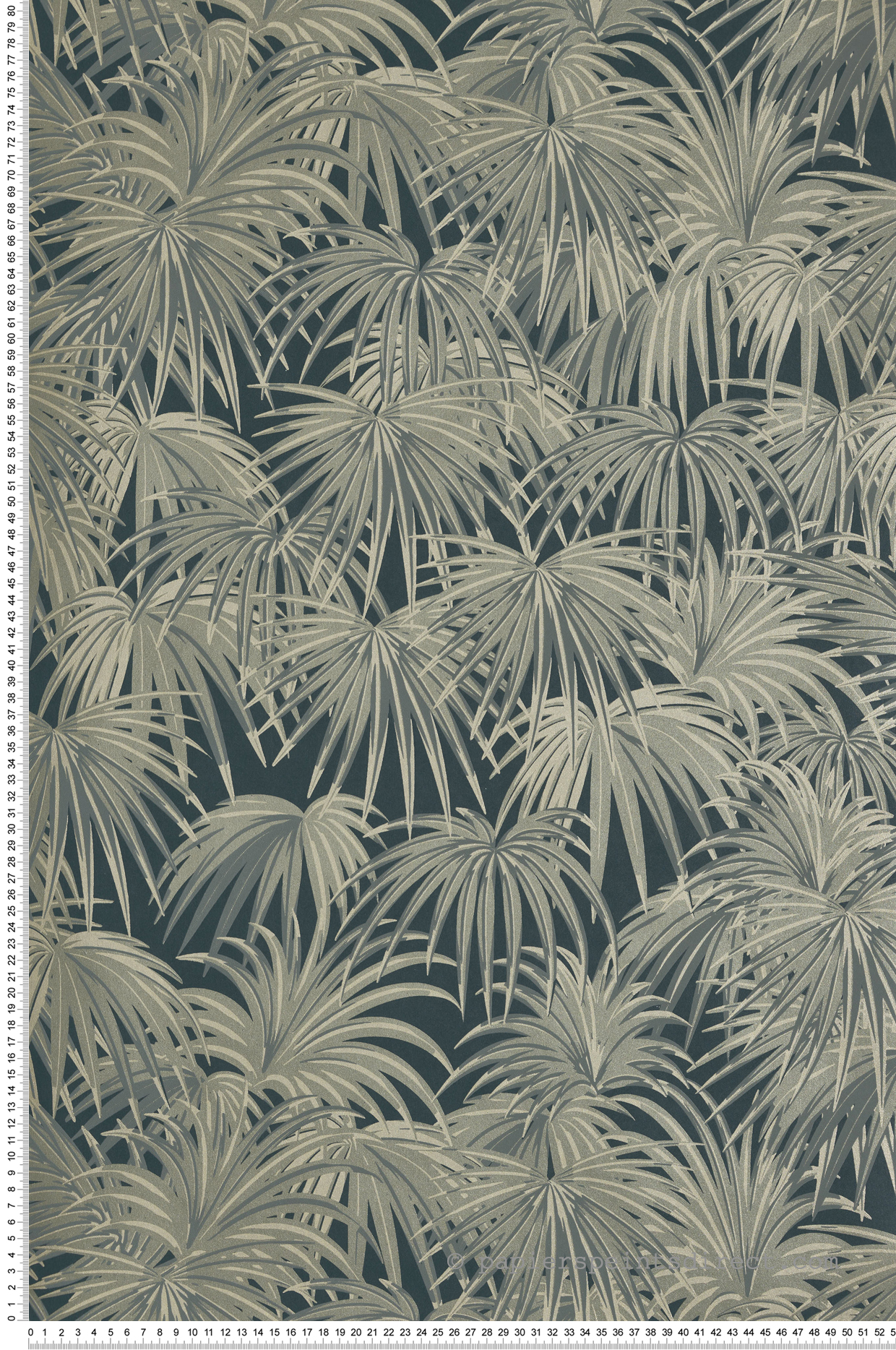 Papier peint Palmier Charleston kaki bleu paon - Twenties de Casadéco | Réf. TWNT88657407