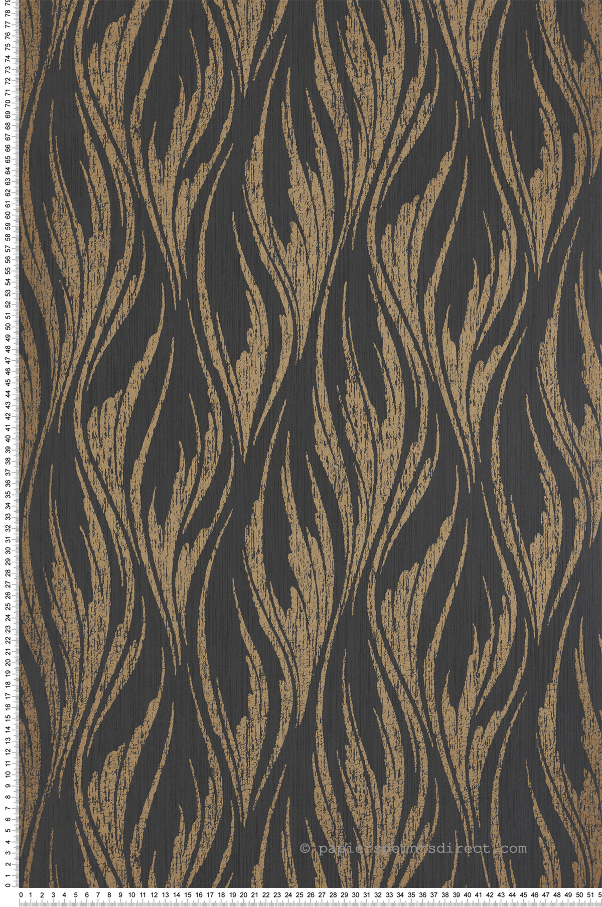 Papier peint Flamme Effet Toile noir et or - Willow d'Initiales | Réf. INI-00814601