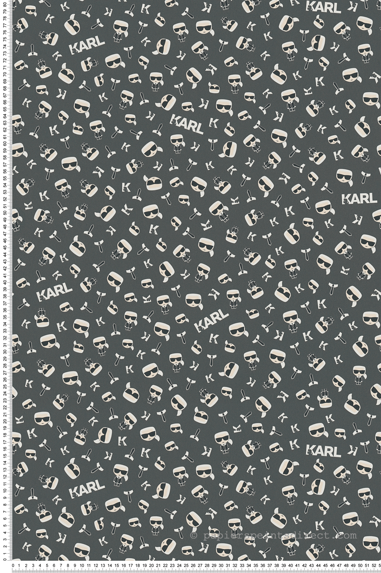 Papier peint Émoticône Karl Lindsey gris anthracite - Karl Lagerfeld de Montecolino | Réf. MC-37843-7