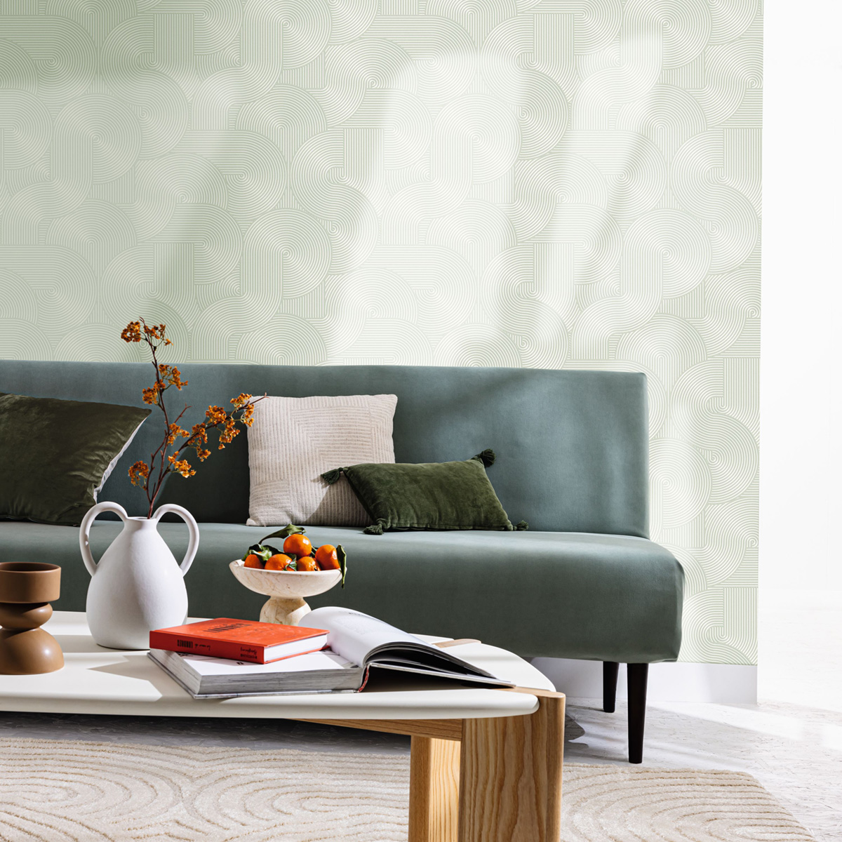 Papier peint Spirale Graphique Cercle vert d'eau - Graphic de Casélio | Réf. GPC105517076