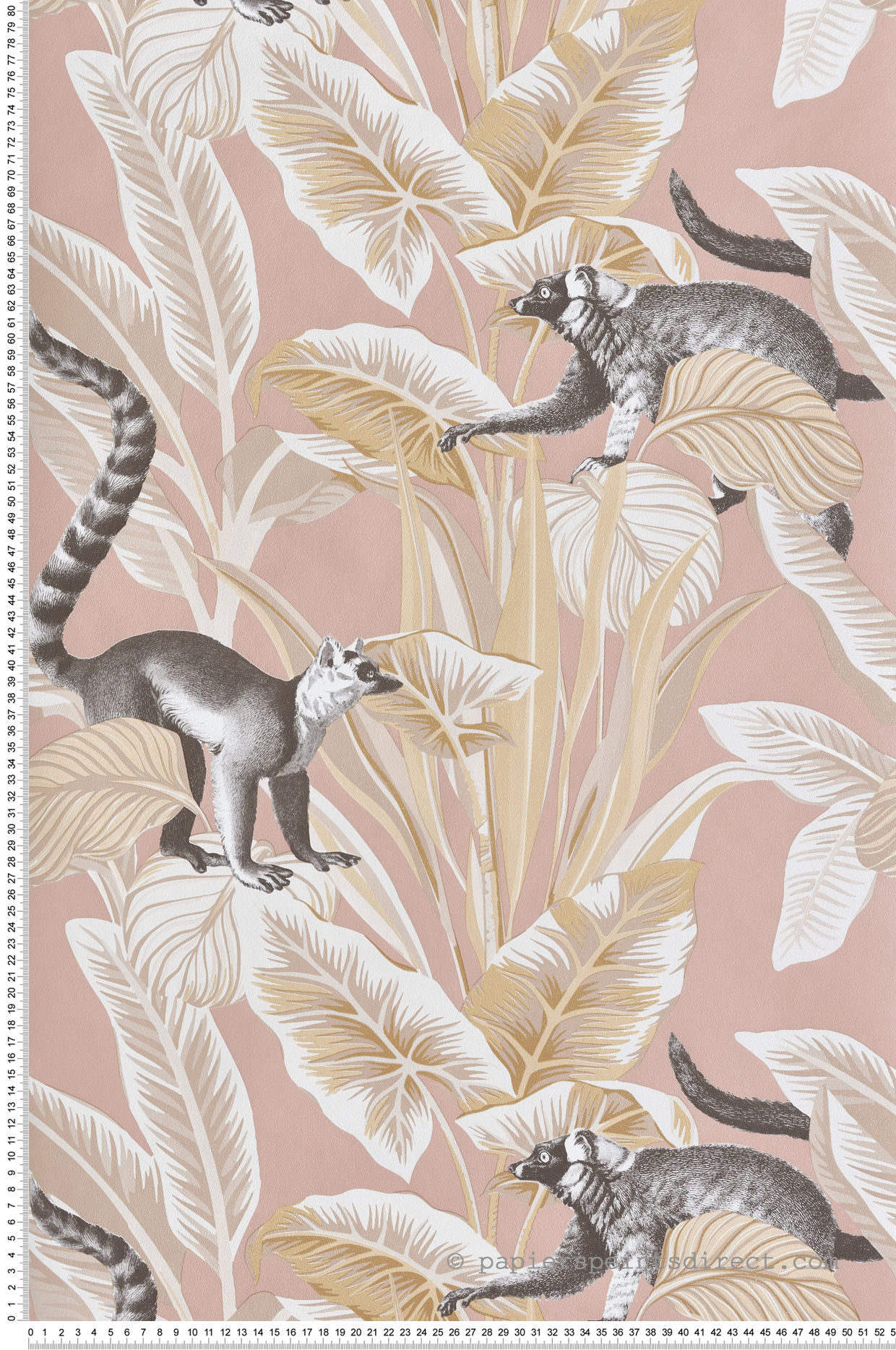 Papier peint Nature Animaux Lémurien rose doré - Maison Paradis de Lutèce | Réf. LTC-MP15534