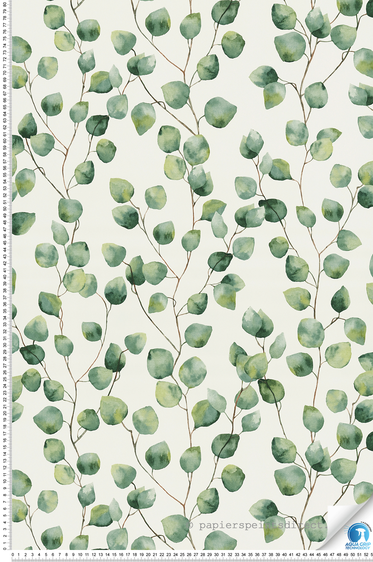 Papier peint préencollé Feuillage Microfeuilles Aquarelle vert - Designdrop d'A.S. Création | Réf. AS-784541