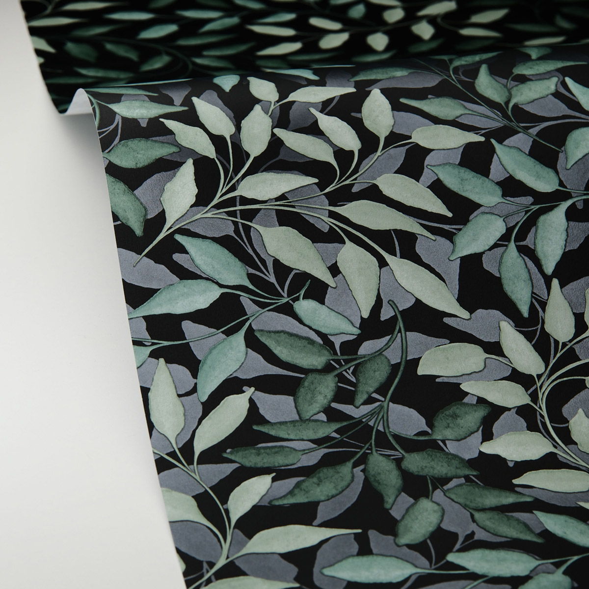 Papier peint Feuille Rameaux Printemps vert noir métallisé - Balade de Casélio AMB6| Réf. BLD106117290