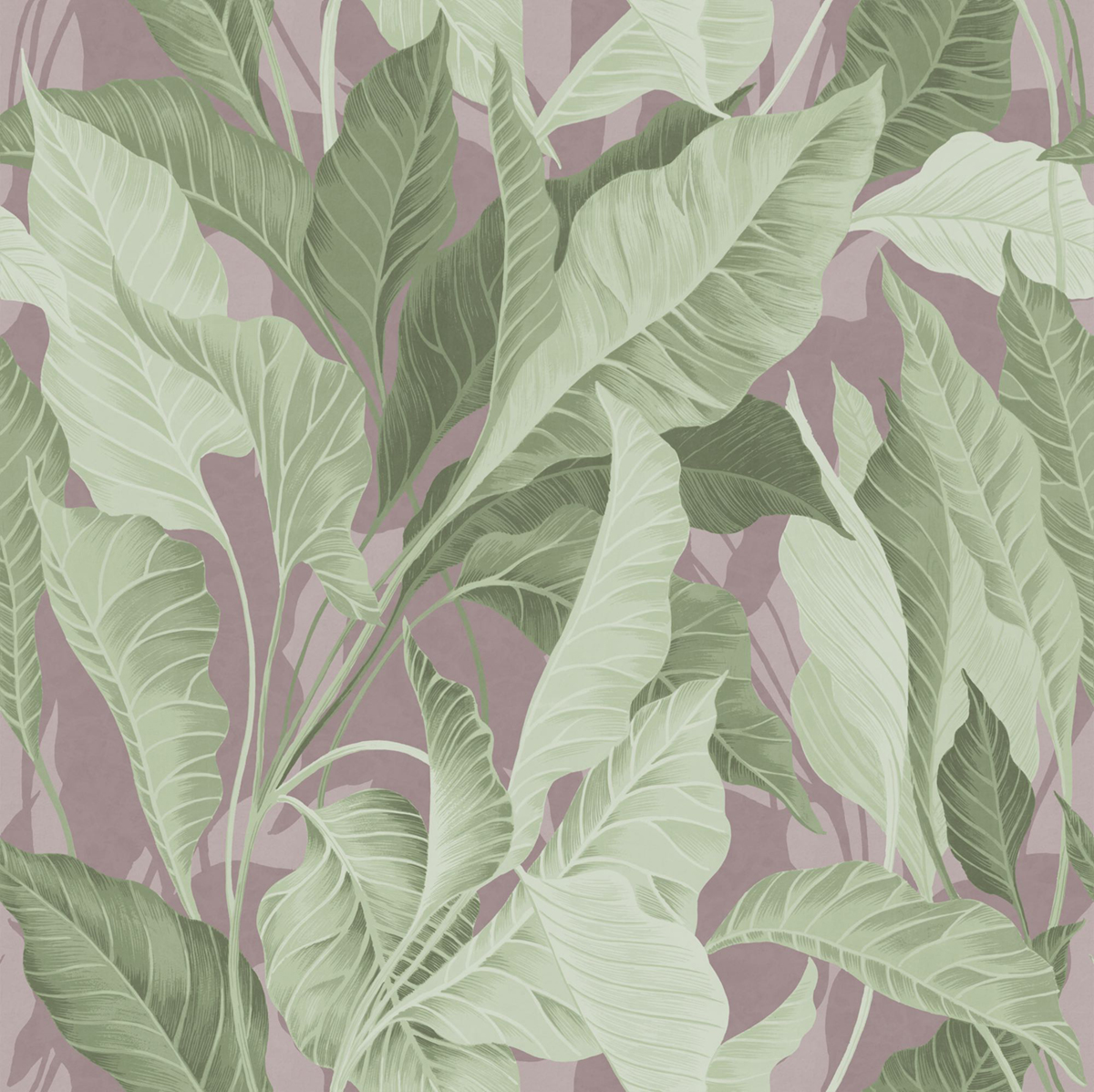 Papier peint panoramique Feuillage Tropical vert rose - Seasons de Komar