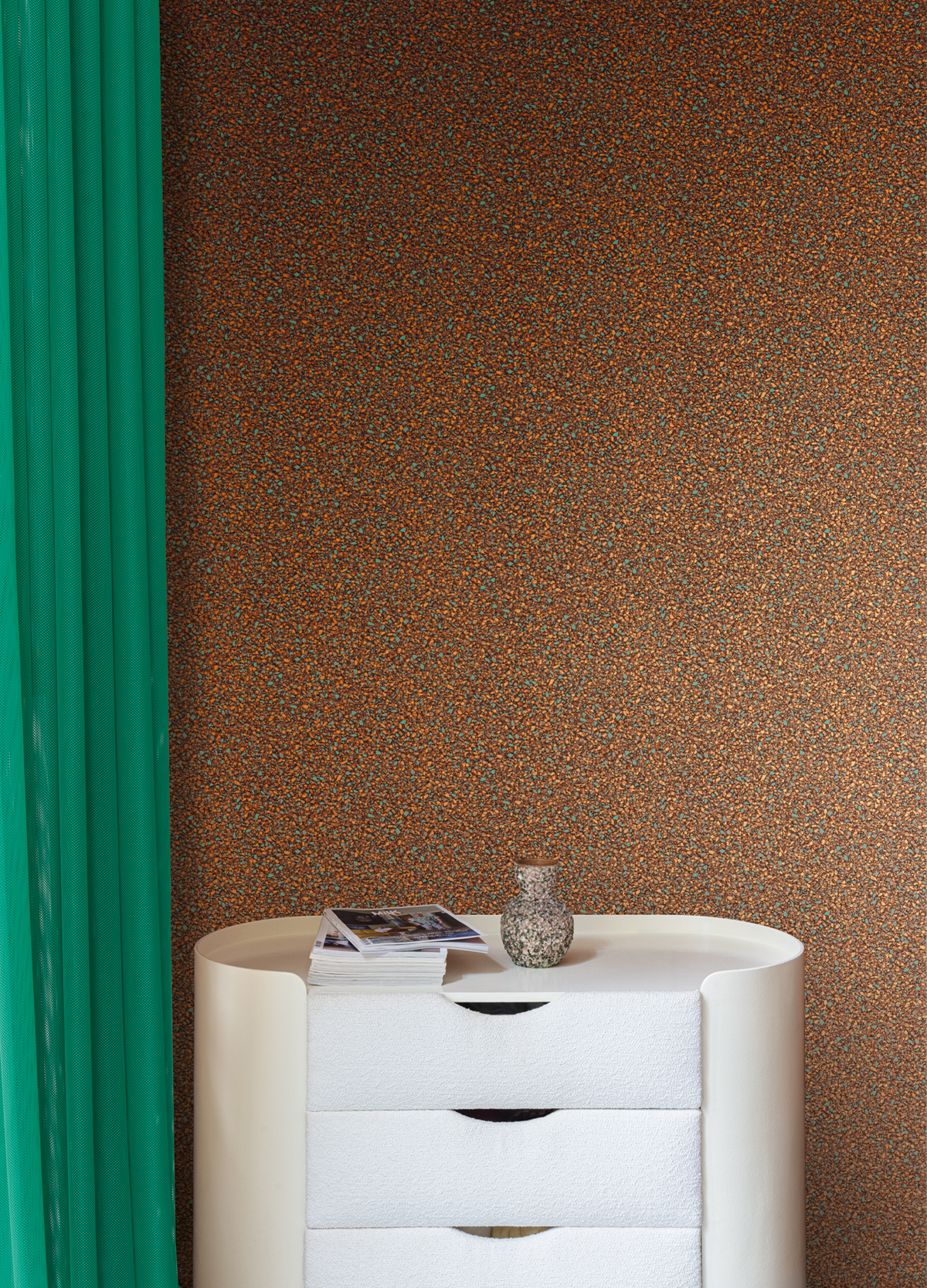 Papier peint Terrazzo Vintage Terraco rouille bleu métallisé - Rock de Masureel | Réf. MAS-ROC004