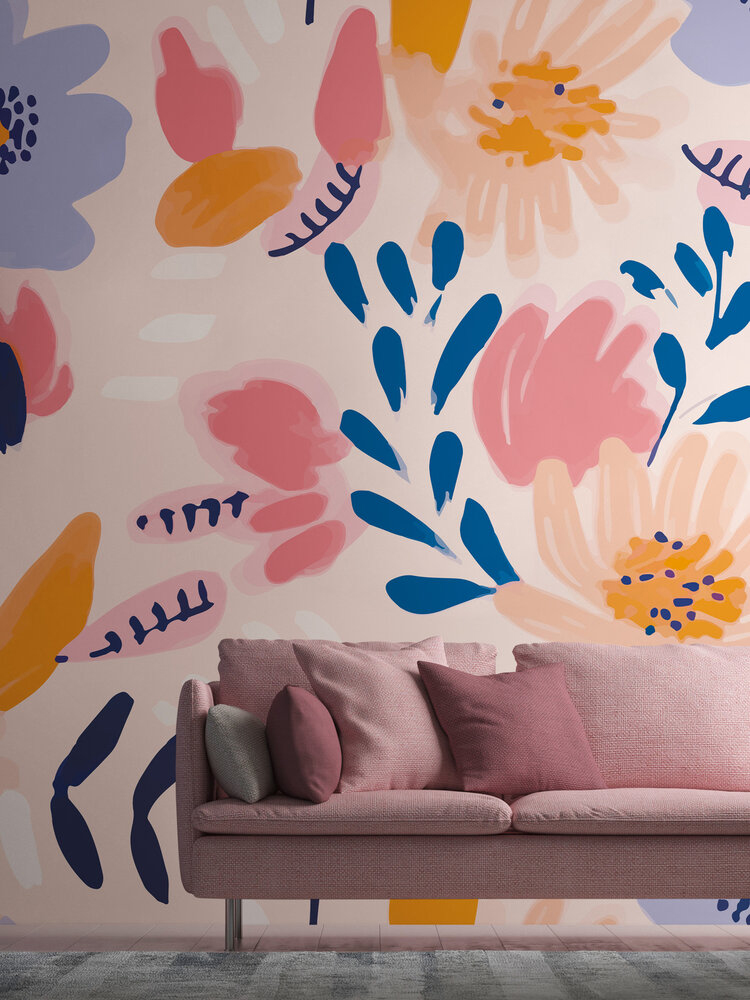 Papier peint panoramique Fleurs Pop Graphique - Wall Love d'A.S. Création | Réf. DD129598