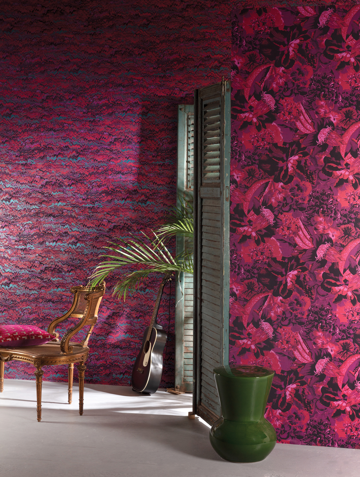 Papier peint Fleur Extravagante Frida rose bordeaux - Havana de Masureel | Réf. MAS-HAV903