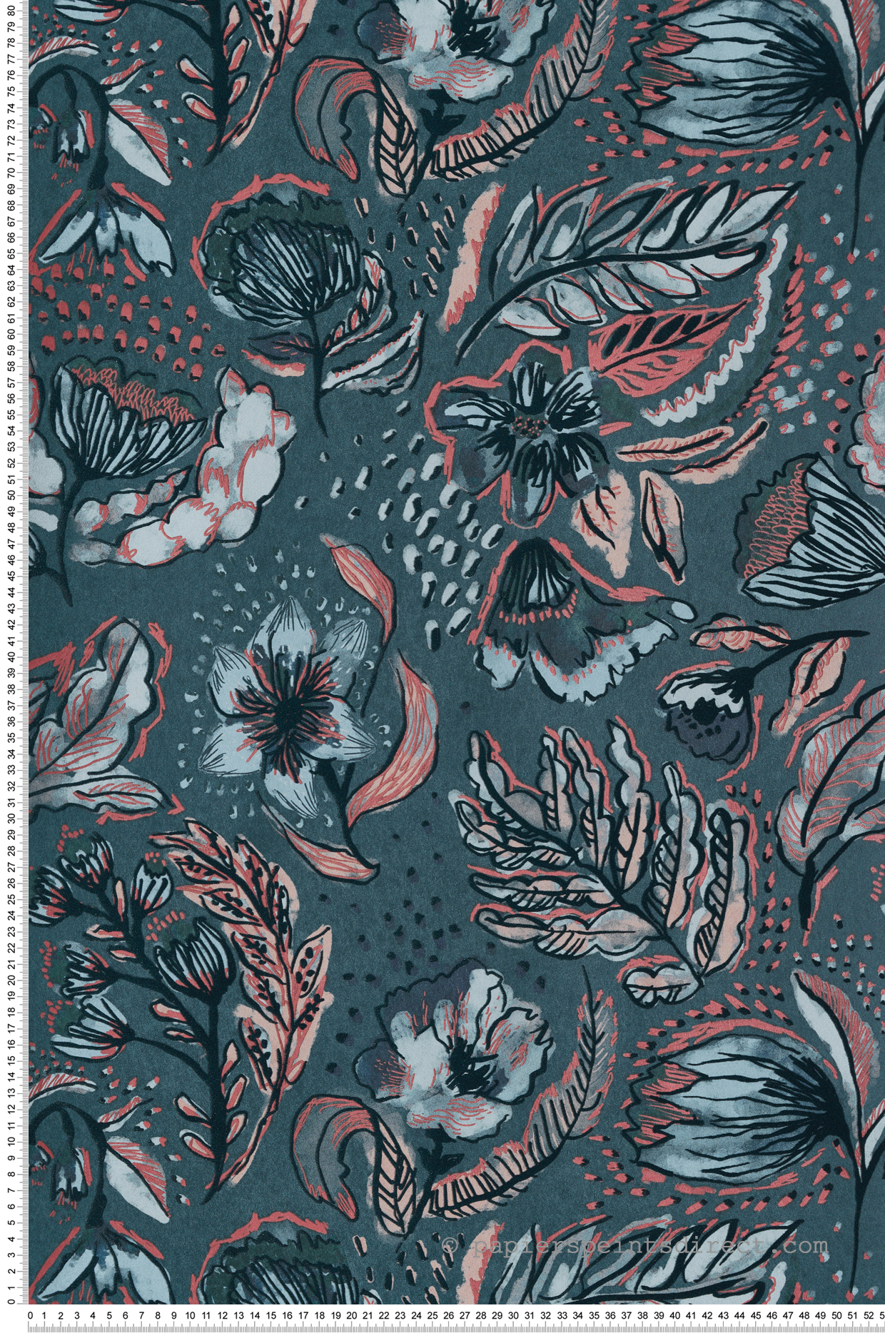 Papier peint Nature Velours Flock bleu rose métallisé - Ornata de Montecolino | Réf. MC-81332