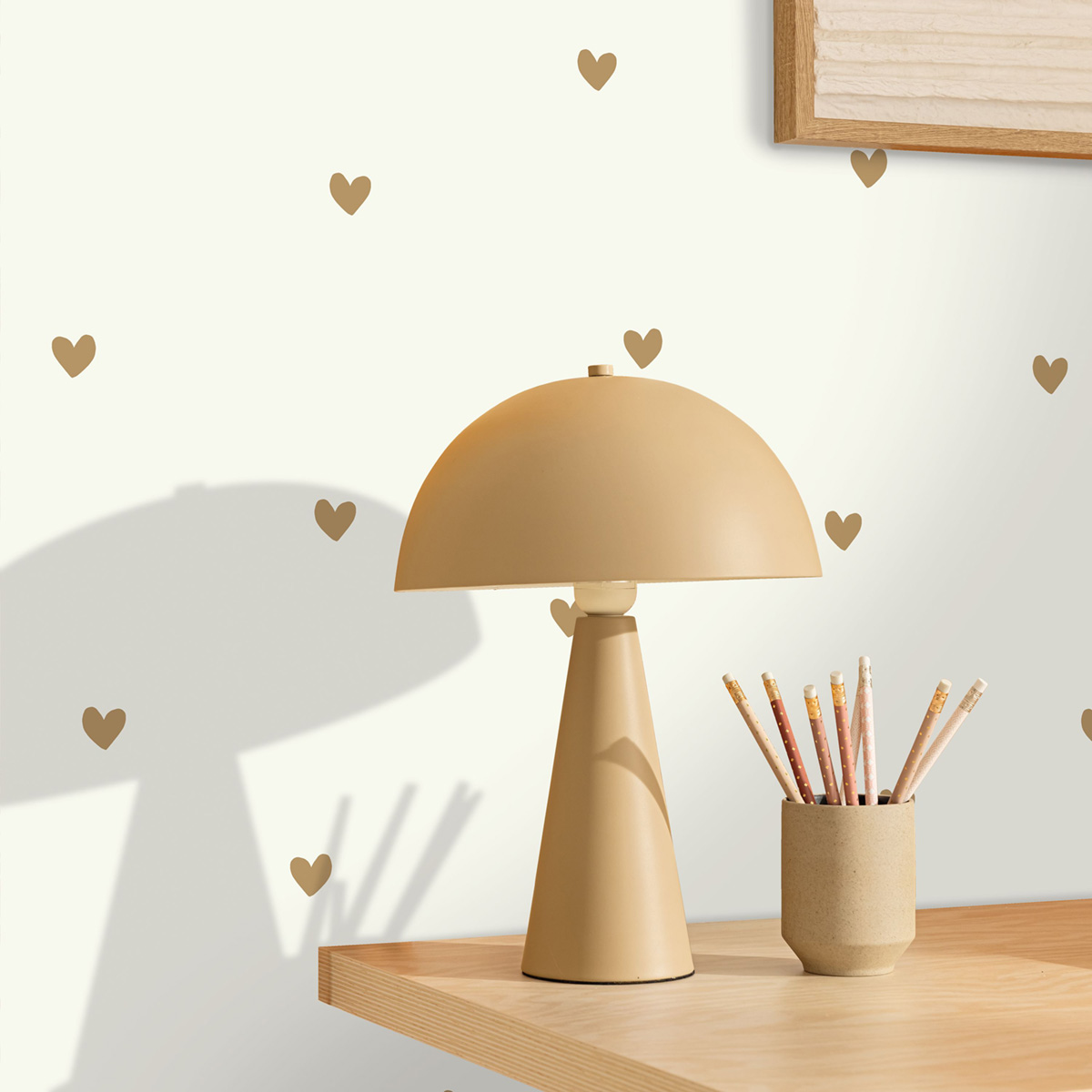 Papier peint Scandinave Sweet Hearts doré - Happy Kids Club de Casélio | Réf. HKC107600271