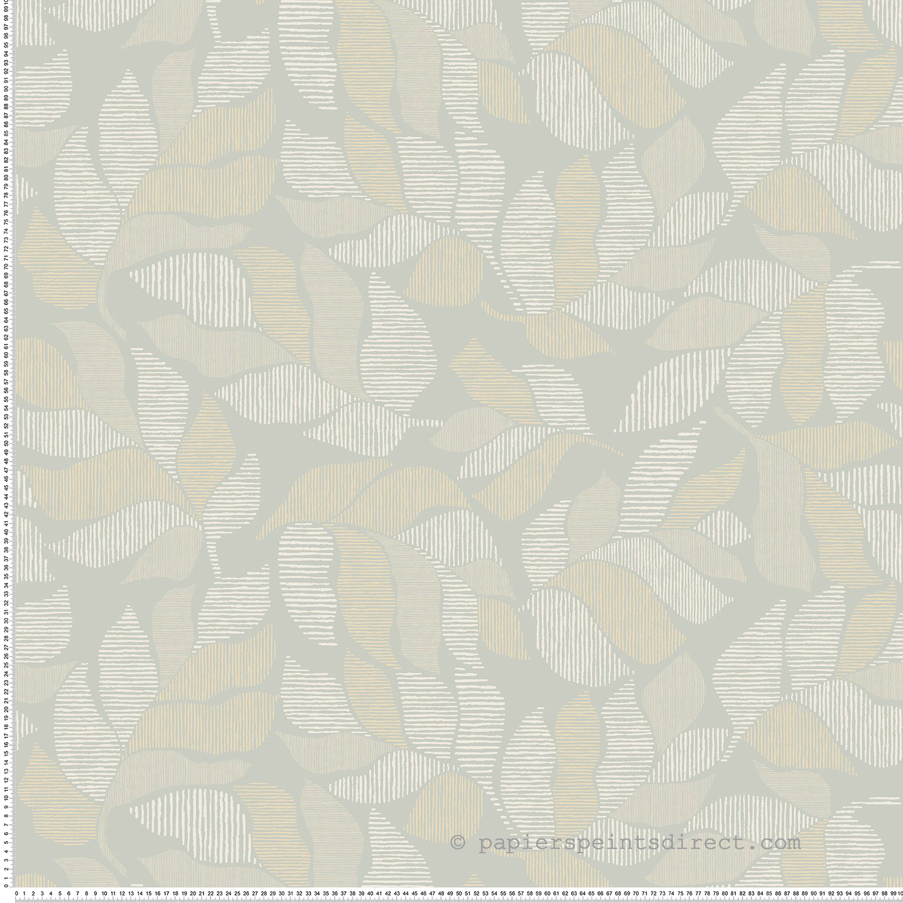 Papier peint Feuillage Graphique Lontara vert doré - Tressora de Casamance | Réf. CAS-76911120