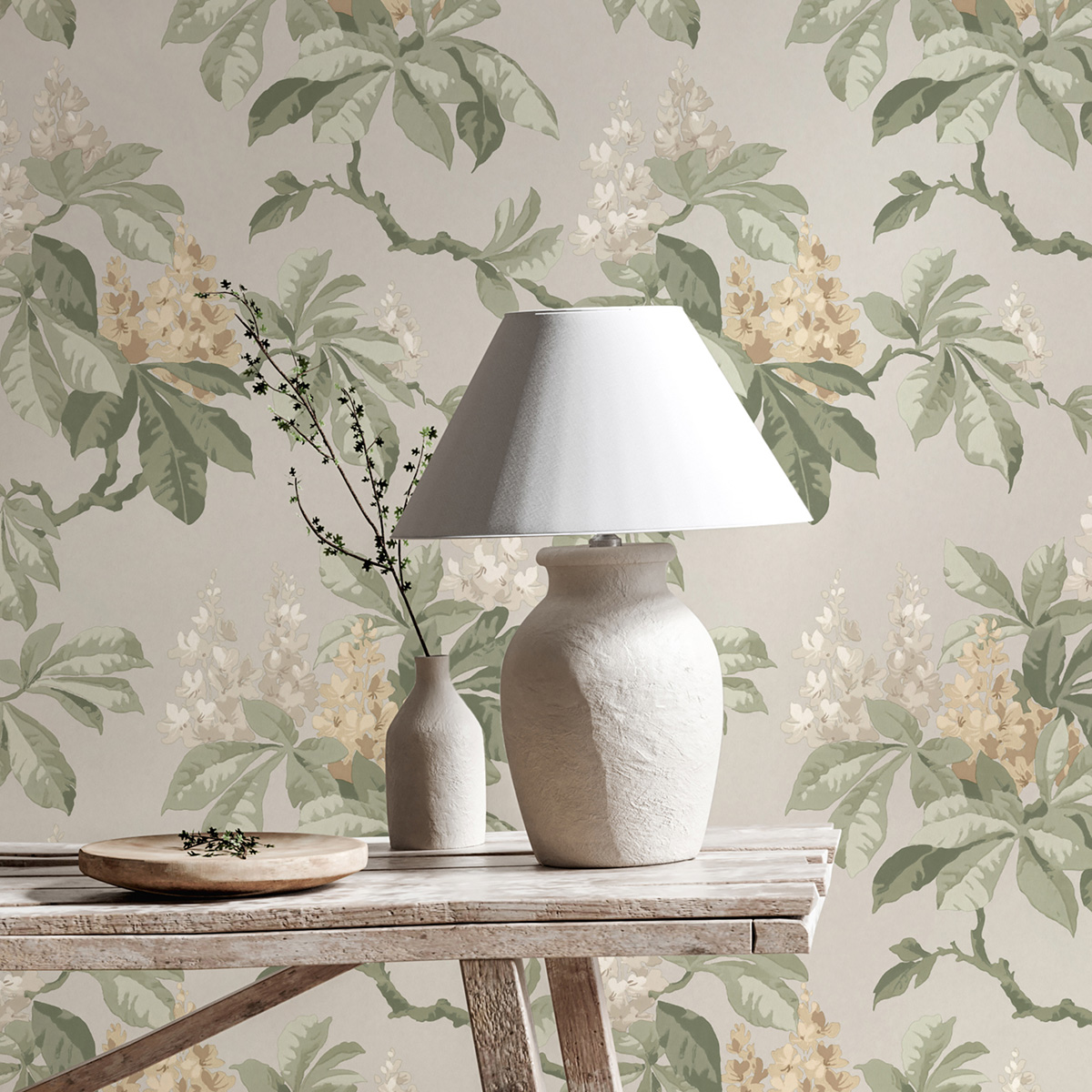 Papier peint Floral Chestnut Vintage gris perle - Beaux Arts de Lutèce AMB2| Réf. LTC-M1821