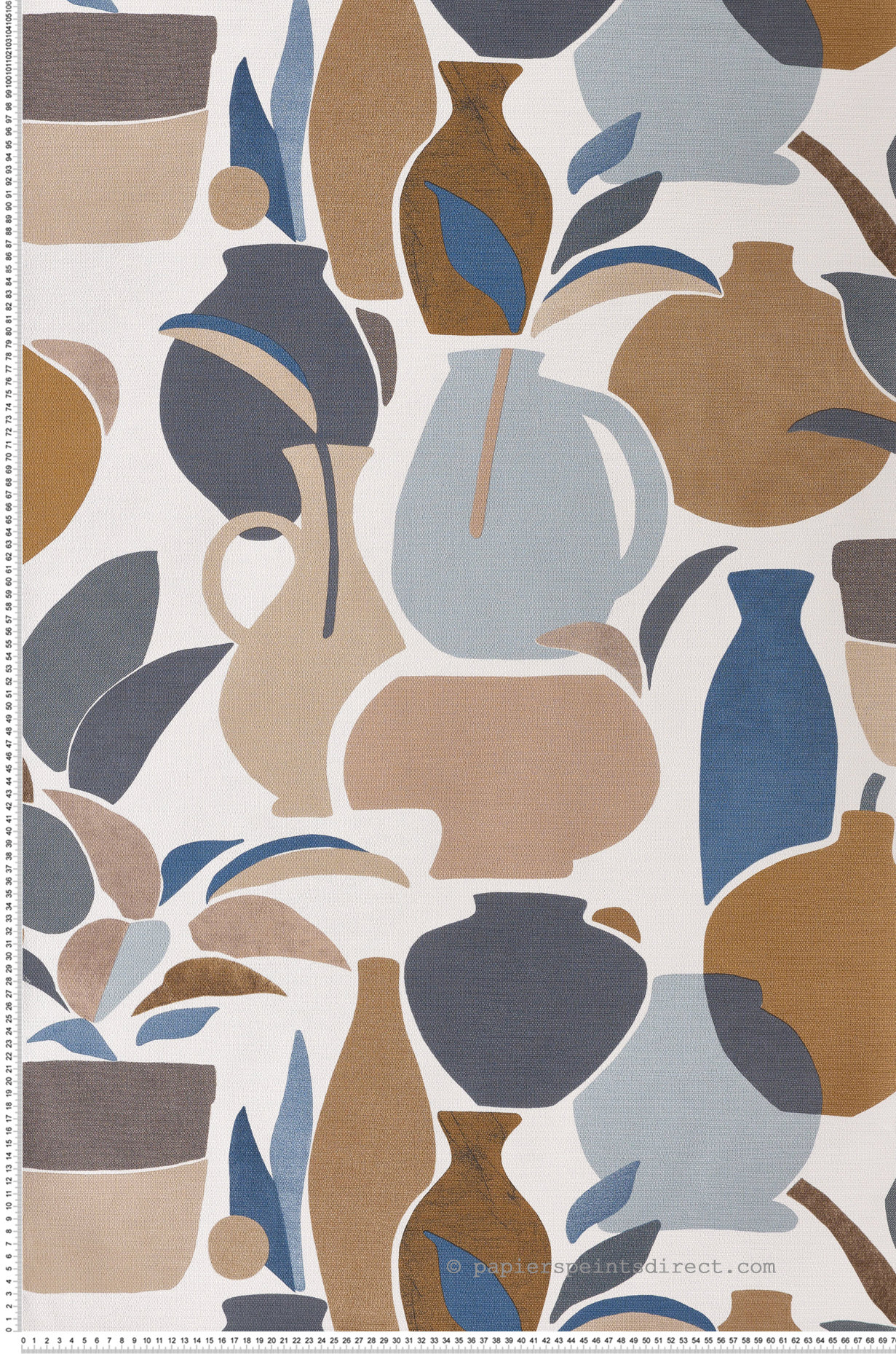 Papier peint Vase Céramique Vallauris camel marine - Terra Rossa de Casamance | Réf. CAS-76210814