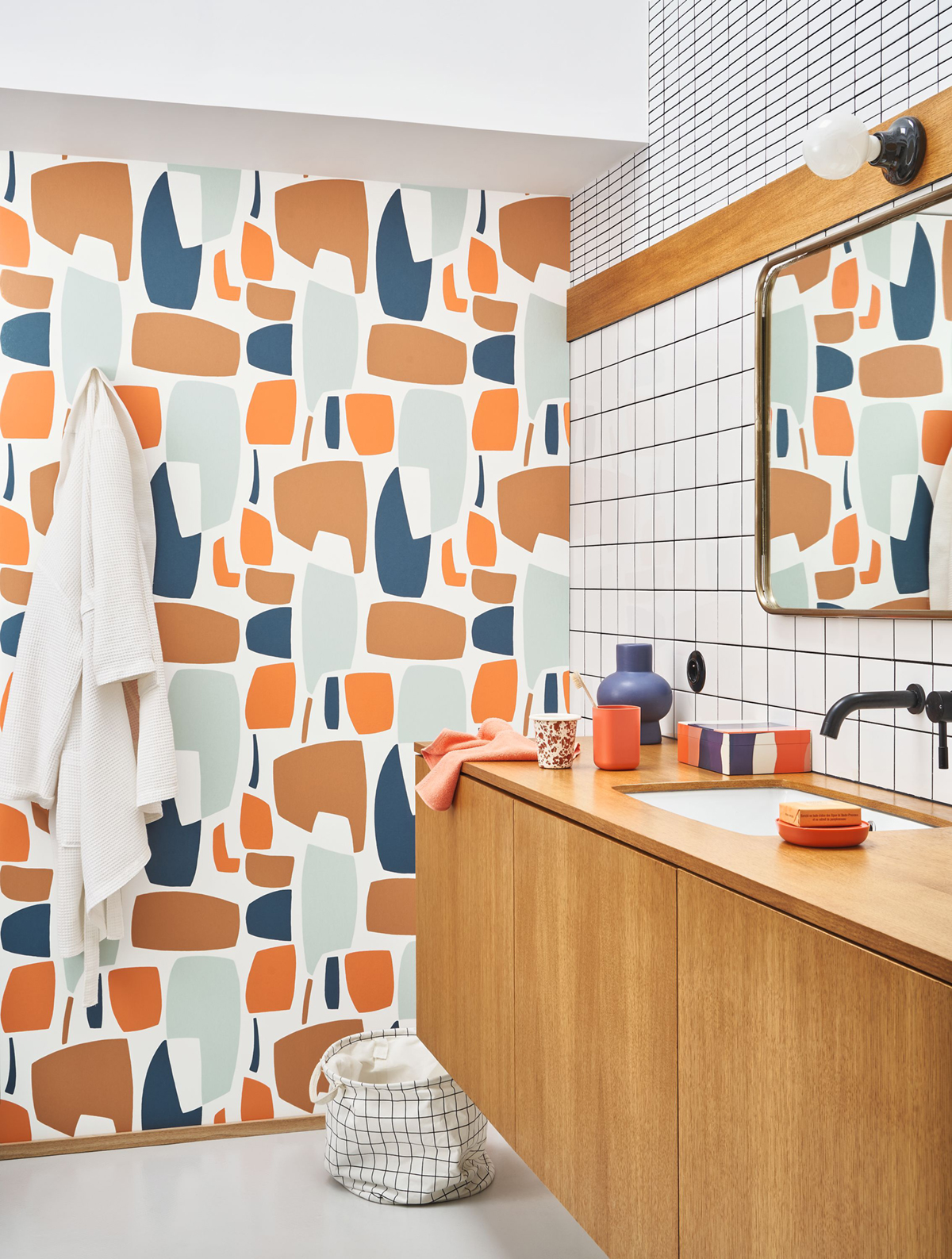 Papier peint Forme Géométrique Module orange - Milano Sixties de Casadéco | Réf. MISI89383606