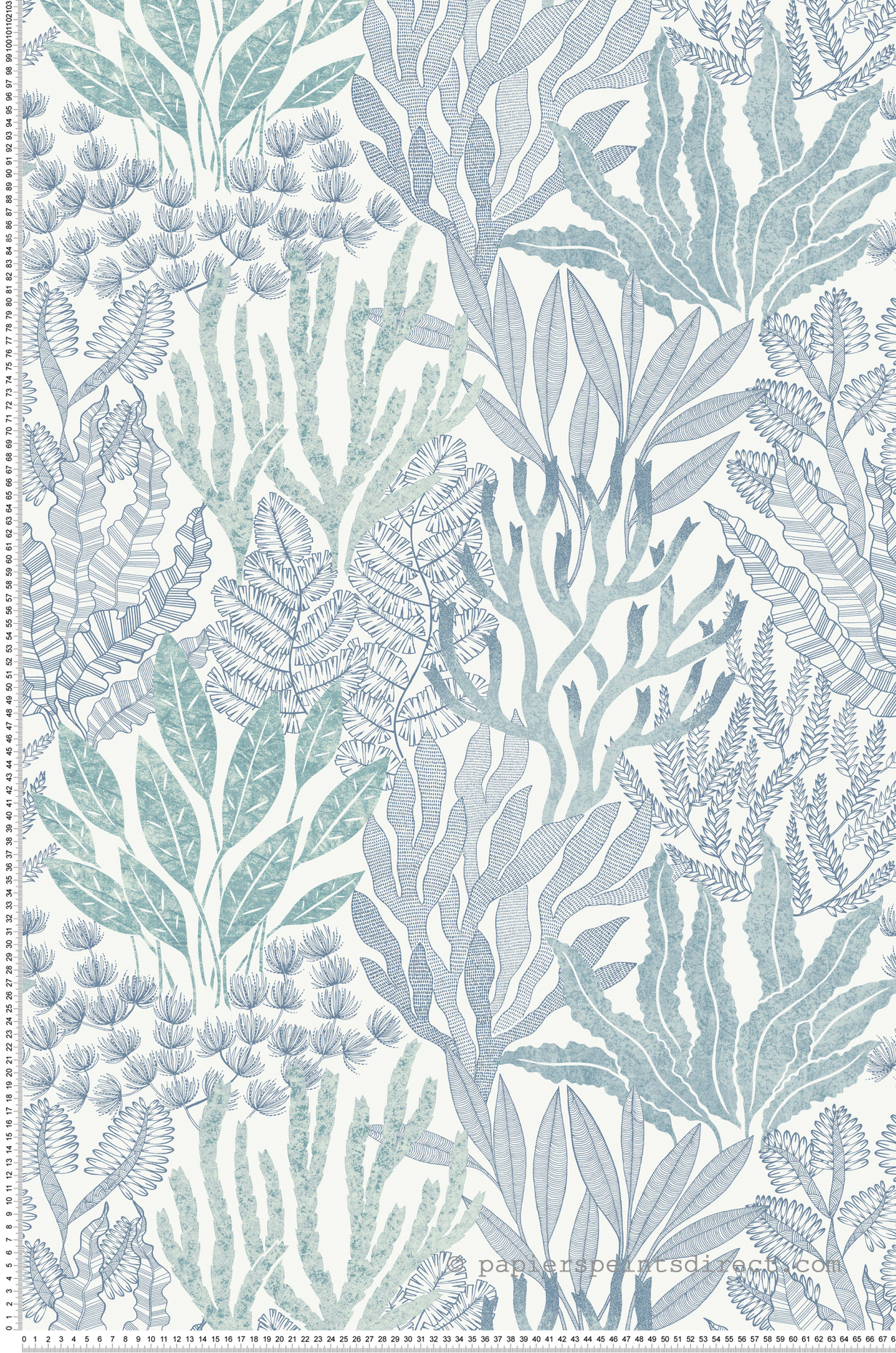 Papier peint Coraux Marin bleu azur - Toiles de York (Initiales) | Réf. INI-RT7804