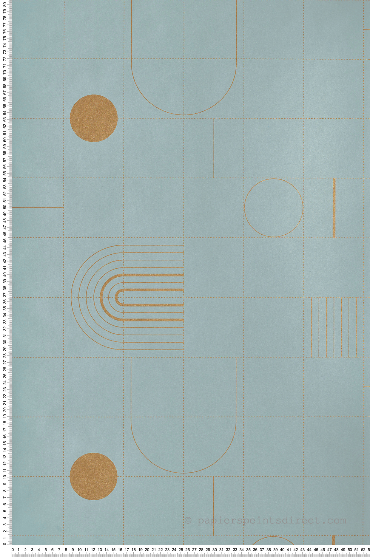 Papier peint Géométrique Courbe bleu ciel et doré - Only Blue de Casélio | Réf. ONB102706027