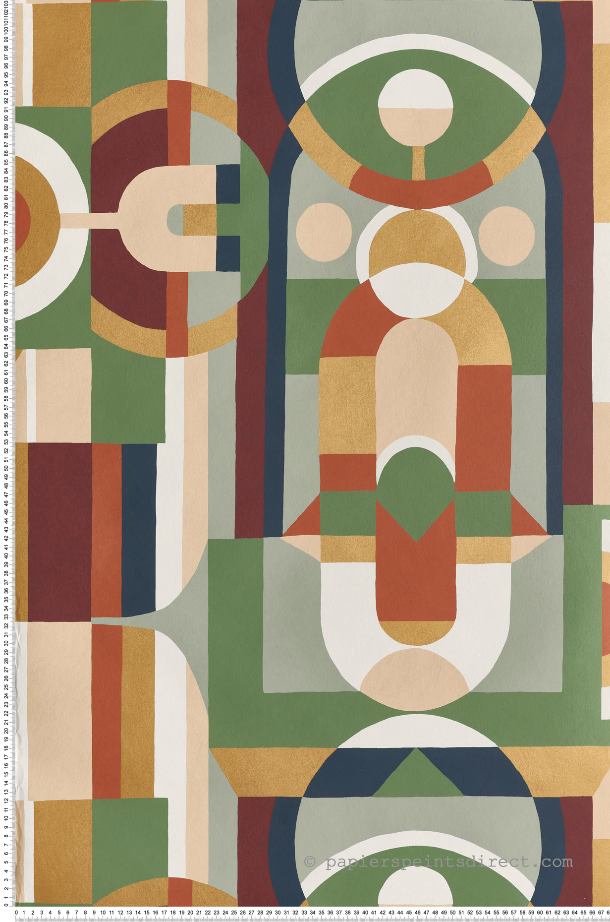 Papier peint Art Déco Vitrail multicouleurs doré - Faubourg des Lumières de Casamance | Réf. CAS-76250508