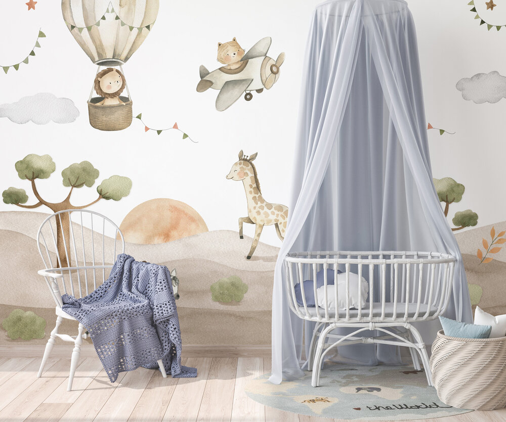 Papier peint panoramique Safari et Montgolfière - Wall Love d'A.S. Création | Réf. DD129596