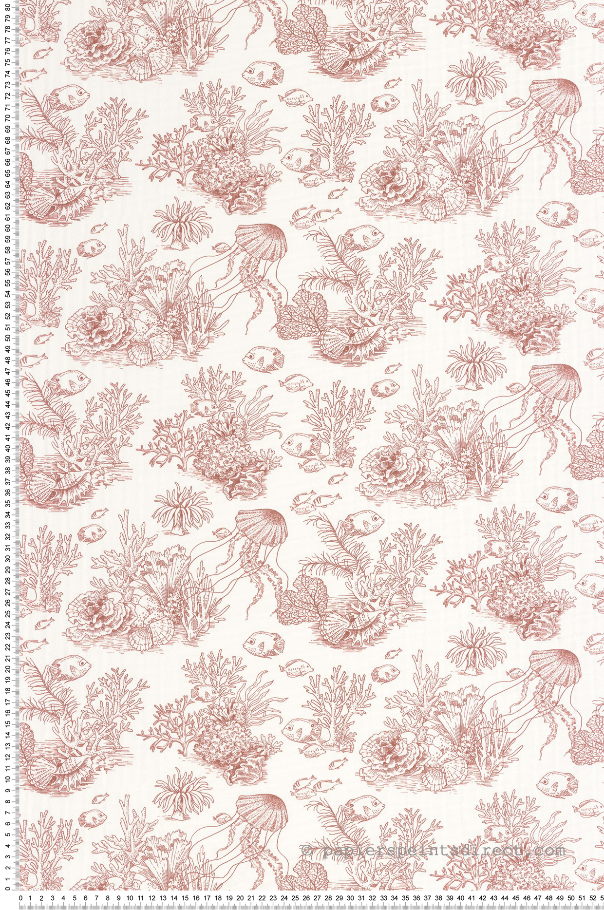 Papier peint Toile de Jouy Marin Côte Sauvage rouge - Seaside de Casadéco | Réf. SEAS201478338