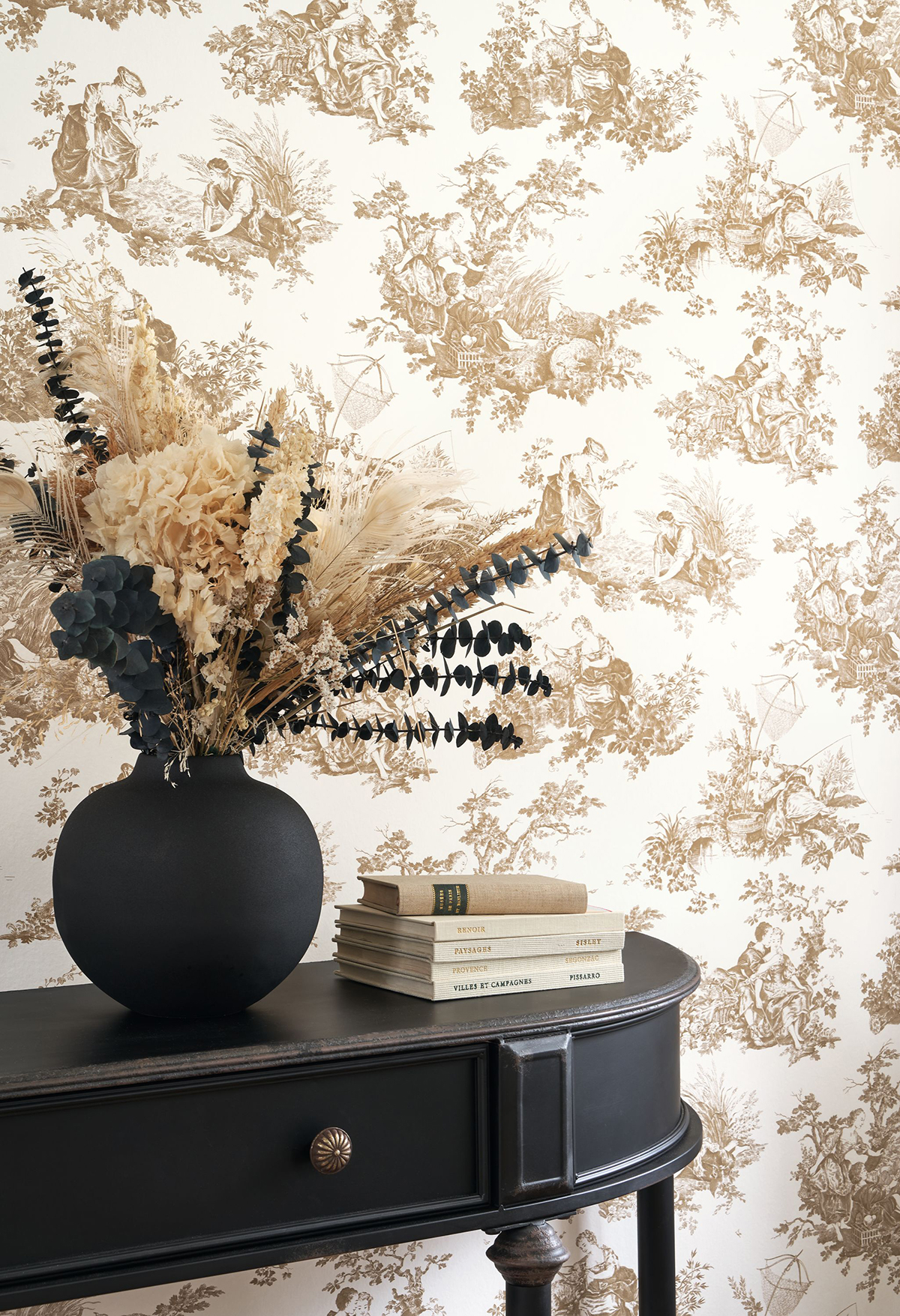 Papier peint Baroque Scène D'Été camel - Les Belles Toiles De Jouy de Casadéco AMBV | Réf. LBTJ87911318