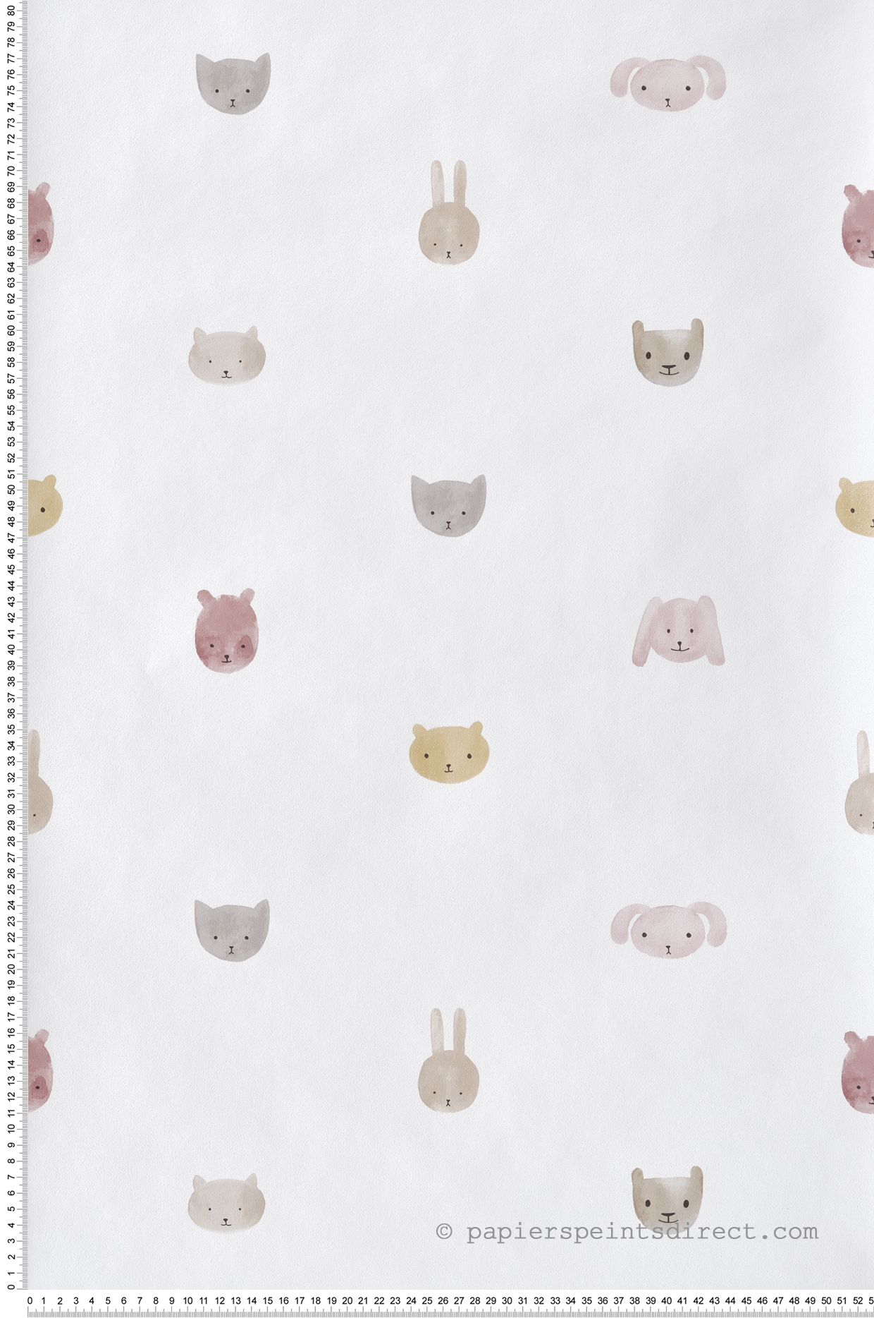 Papier peint Drôles De Frimousses rose grège blanc - Babyland 2 de Lutèce | Réf. LTC-14814